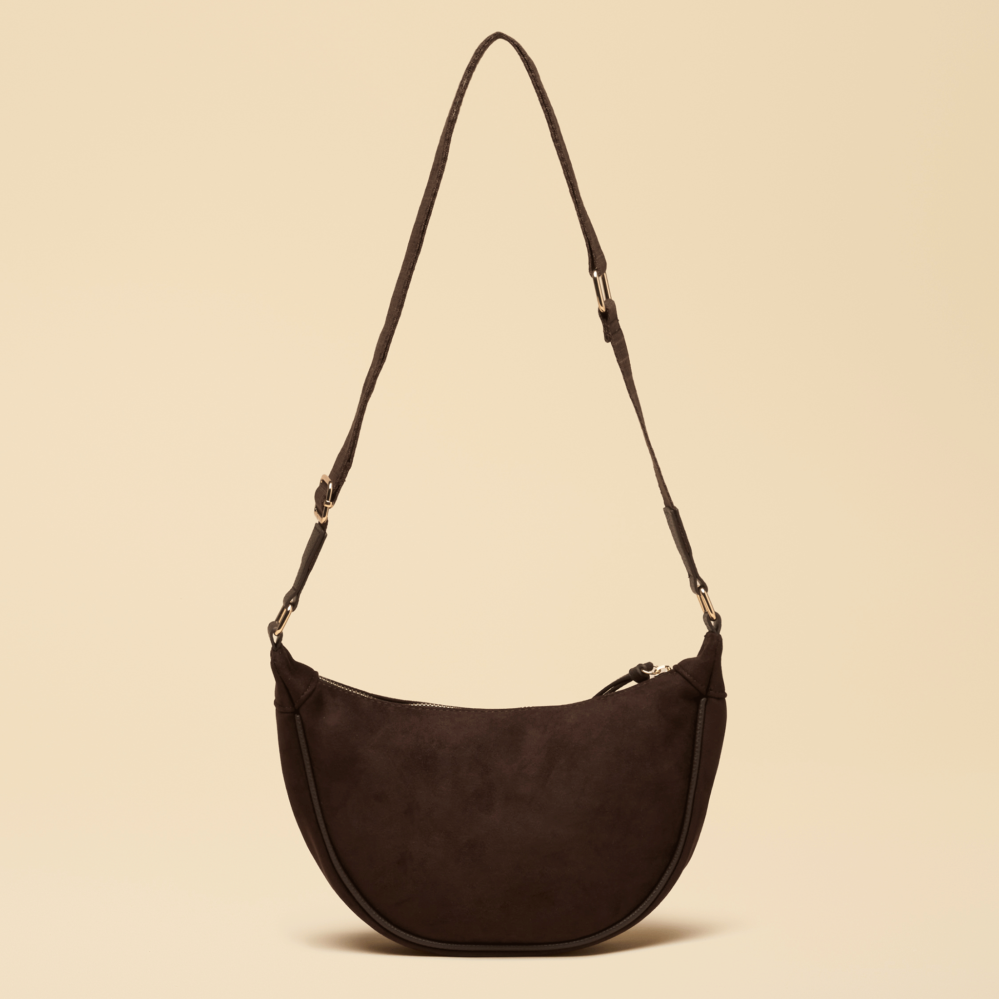 Joules Suedette Moon Cross Body Bag Chocolate Brown