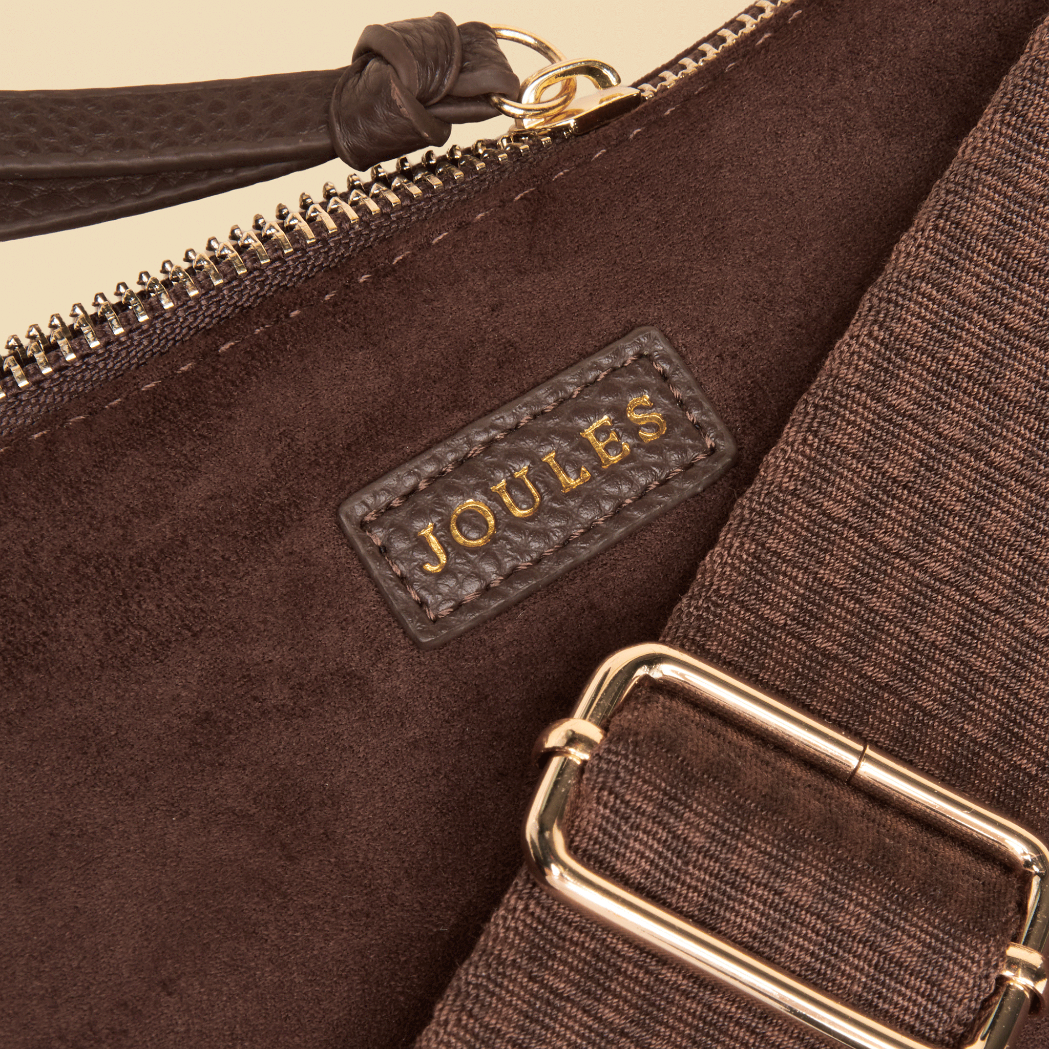 Joules Suedette Moon Cross Body Bag Chocolate Brown