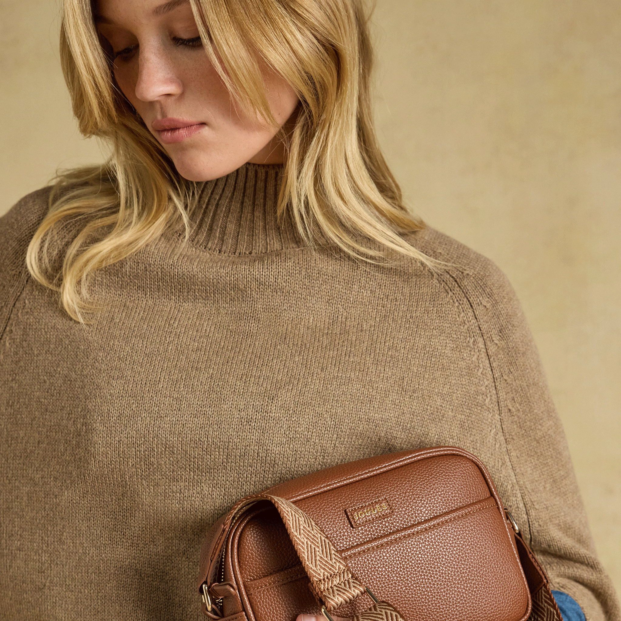 Joules Trent Women’s Faux Leather Cross-Body Bag Tan Brown