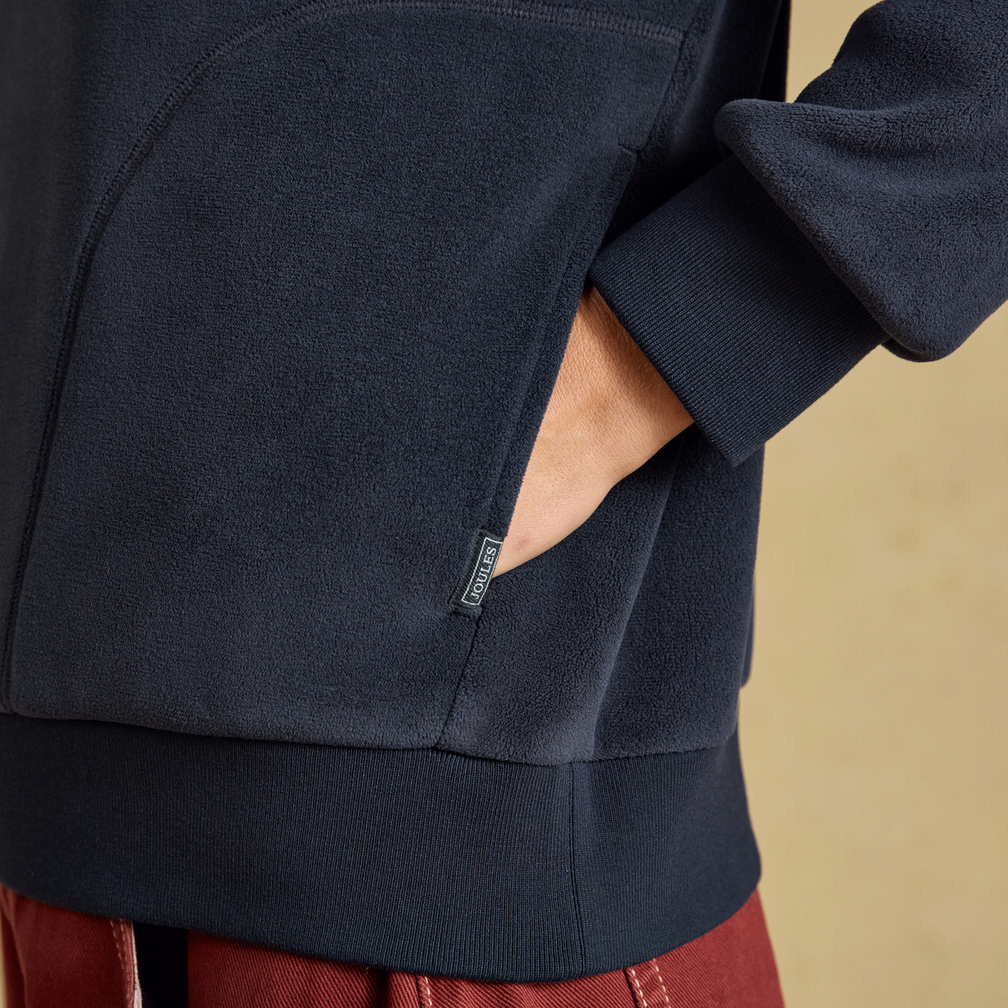 Joules Velvet Quarter Zip Funnel Neck Fleece Navy