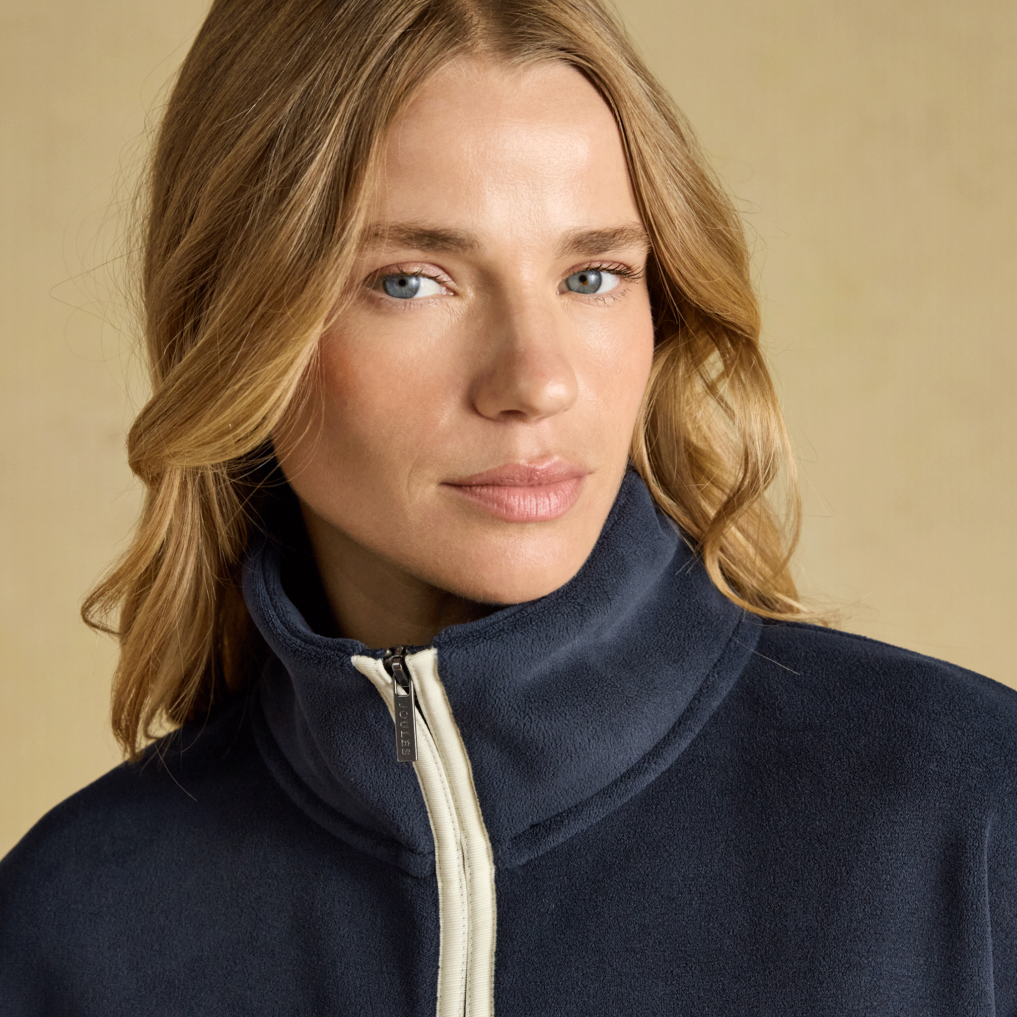 Joules Velvet Quarter Zip Funnel Neck Fleece Navy