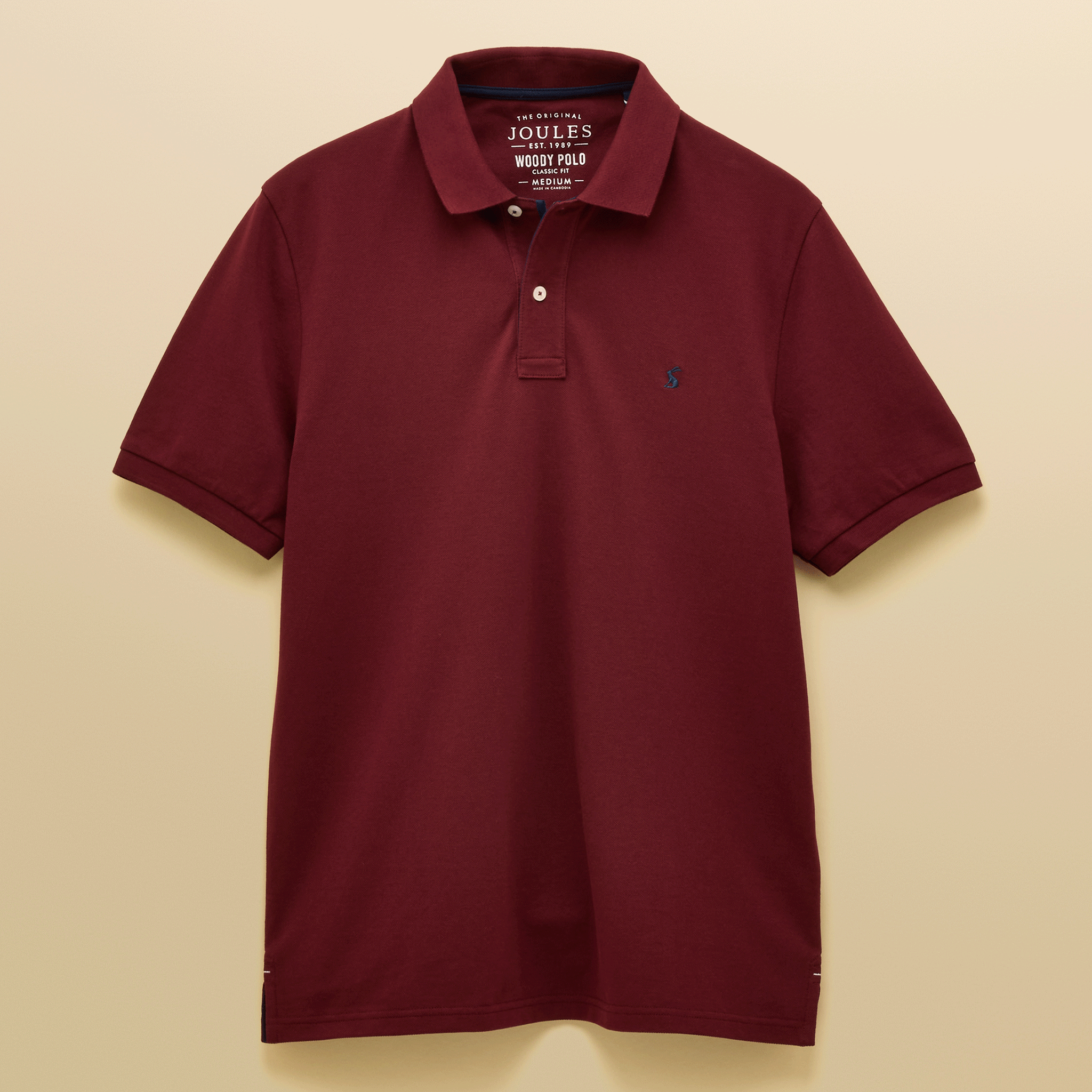 Joules Woody Cotton Pique Polo Shirt in Burgundy