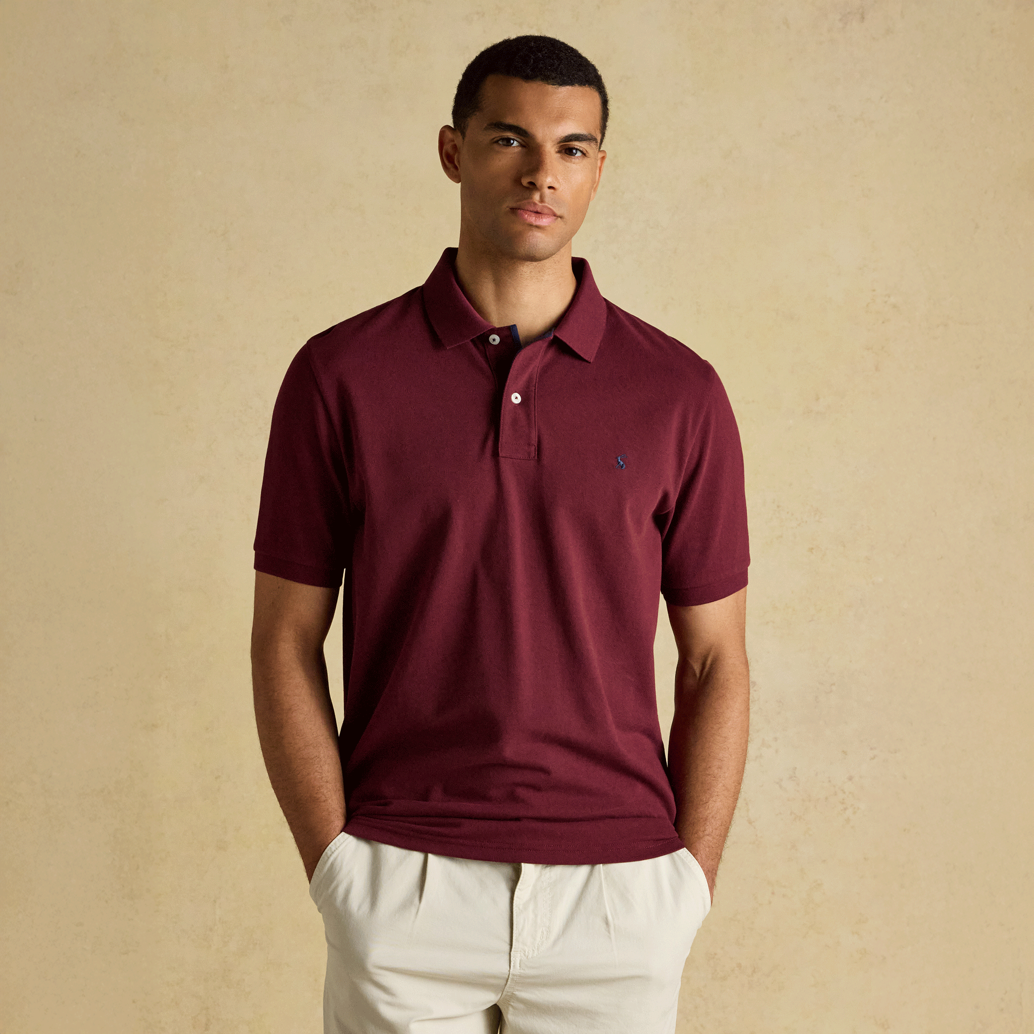 Joules Woody Cotton Pique Polo Shirt in Burgundy