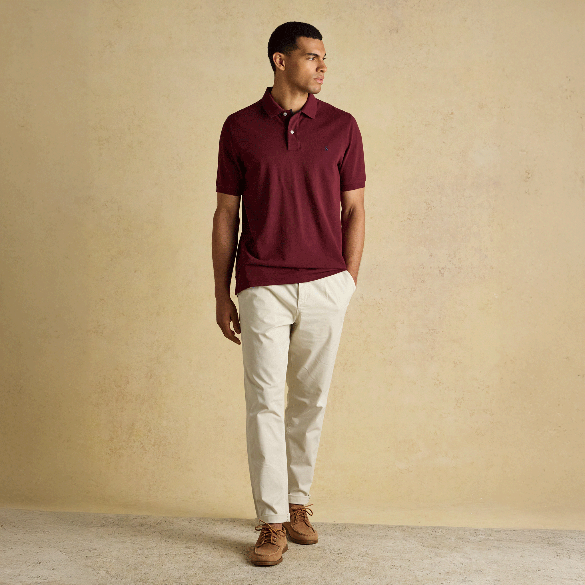 Joules Woody Cotton Pique Polo Shirt in Burgundy
