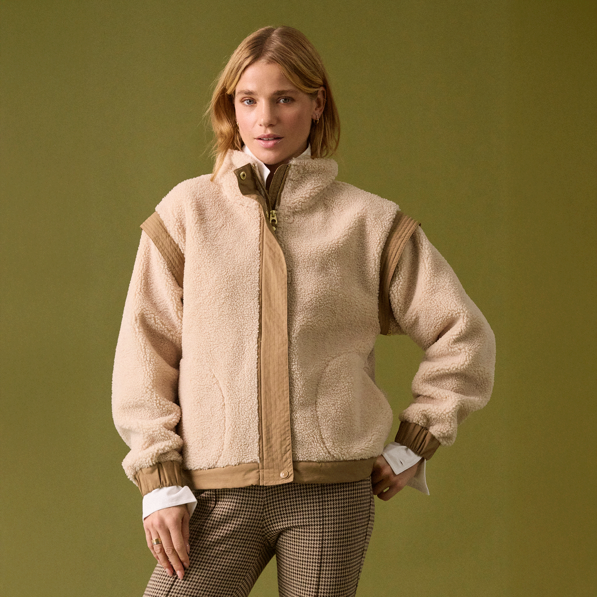 Joules Wrenleigh 2-in-1 Fleece Jacket in Cream