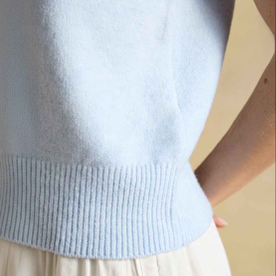 Joules Holly Knitted Vest Pale Blue