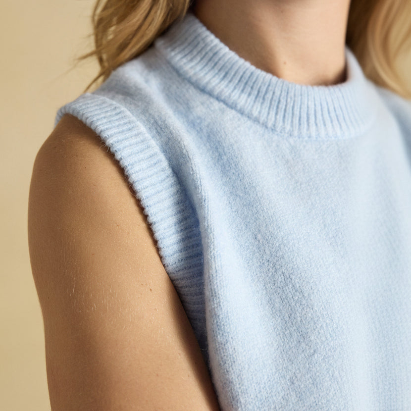 Joules Holly Knitted Vest Pale Blue