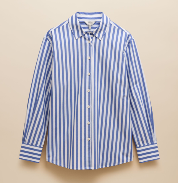 Joules Amilla Blue & White Stripe Longline Relaxed Fit Shirt