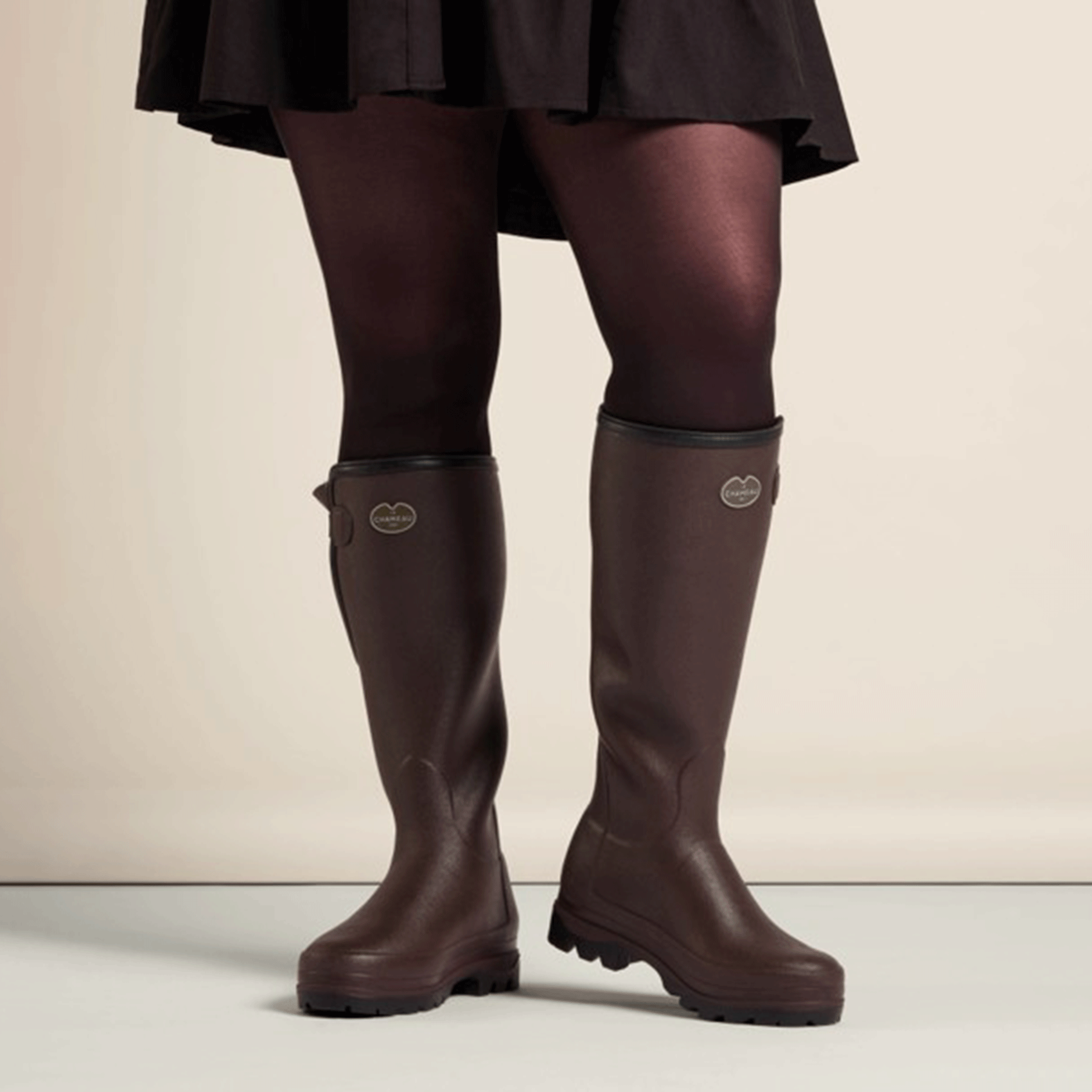 Le Chameau Women's Vierzonord Neoprene Lined Boots Marron Foncé-Black