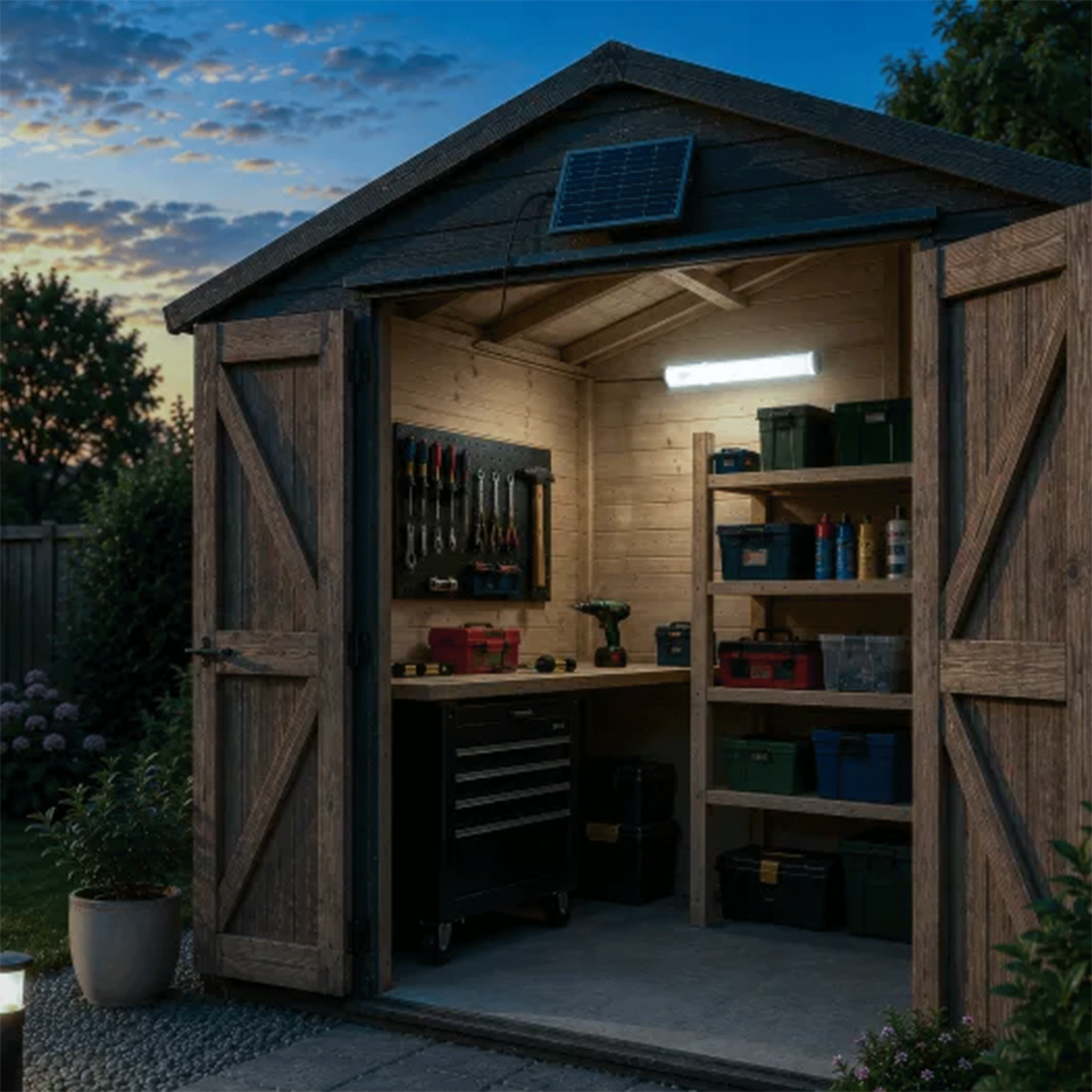Luceco Solar Batten Shed & Garage Light with PIR Sensor 1000lm