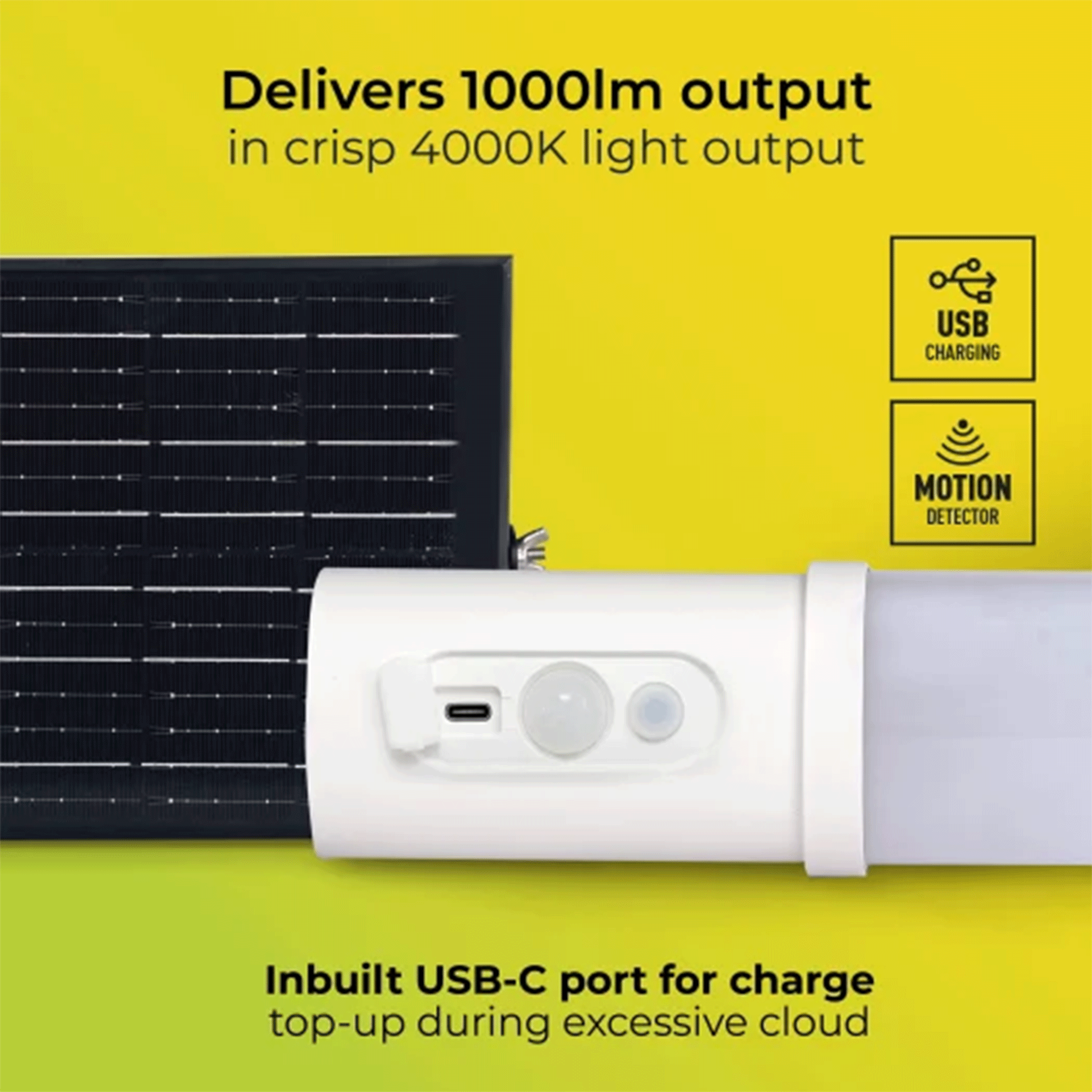 Luceco Solar Batten Shed & Garage Light with PIR Sensor 1000lm