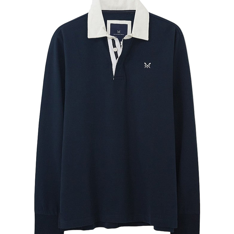 Crew Clothing Long Sleeve Rugby Shirt Dark Navy-White