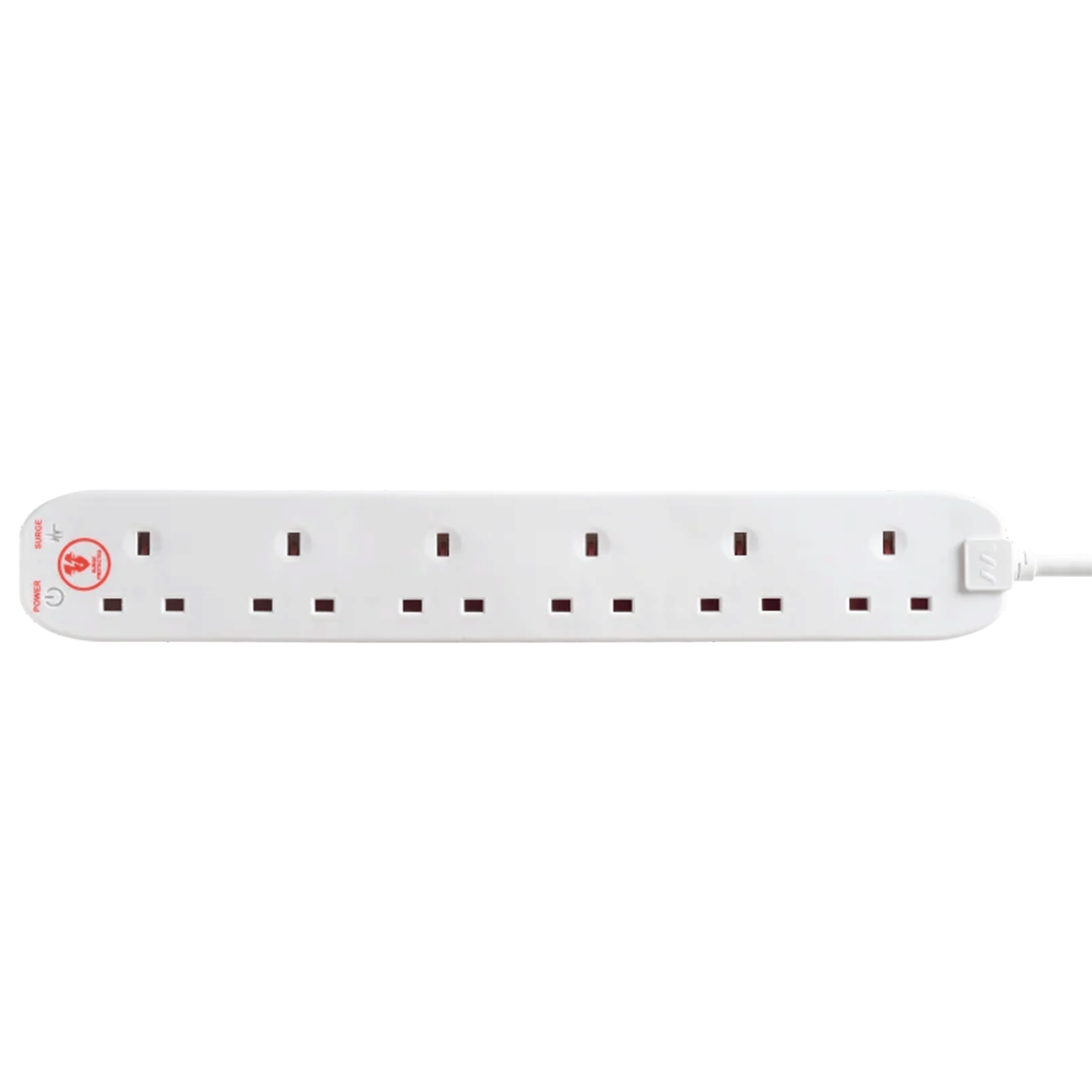 Masterplug 6 Socket Surge Protected Extension Lead 2m White