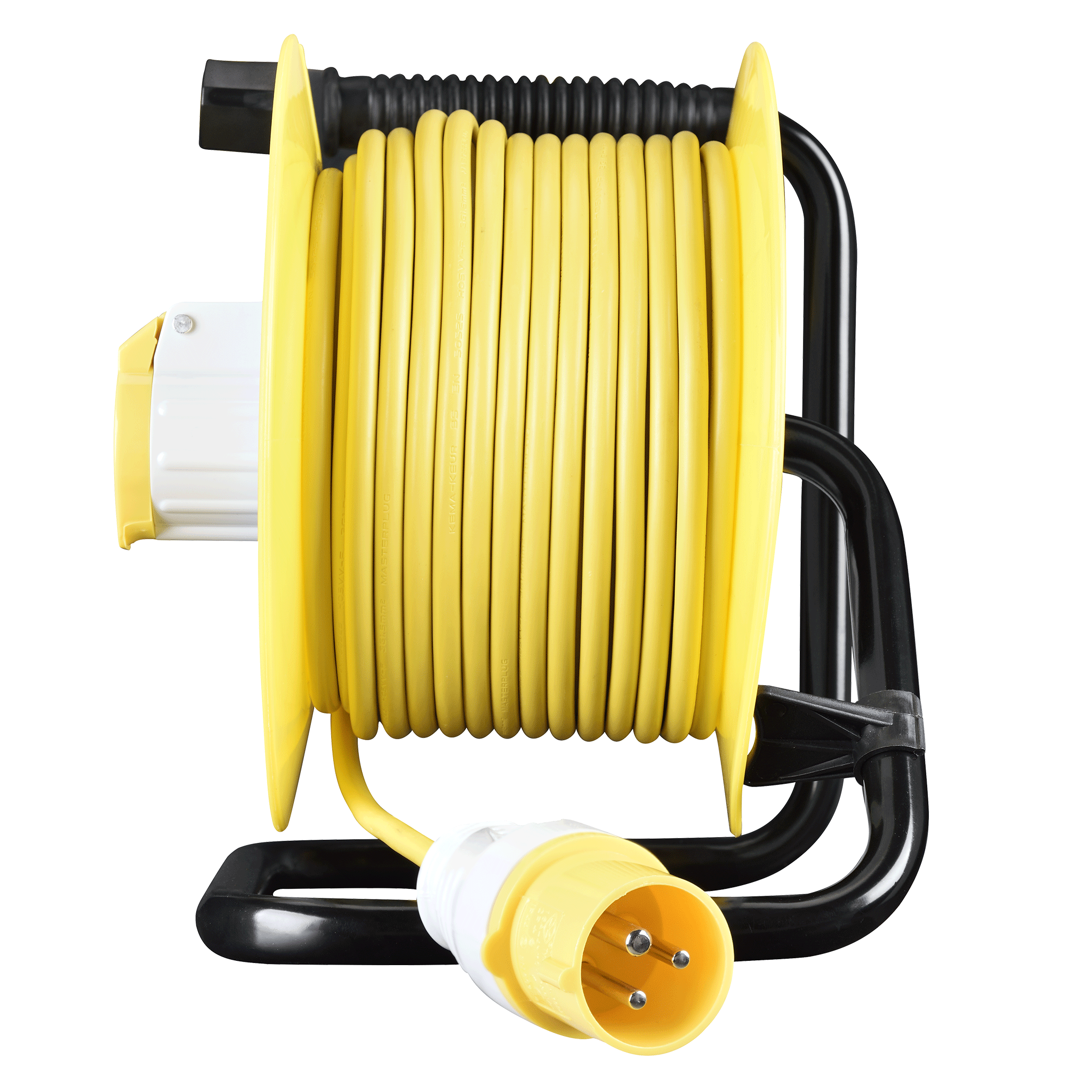 Masterplug 25m 110V 16A Open Cable Reel with 2 Sockets Yellow