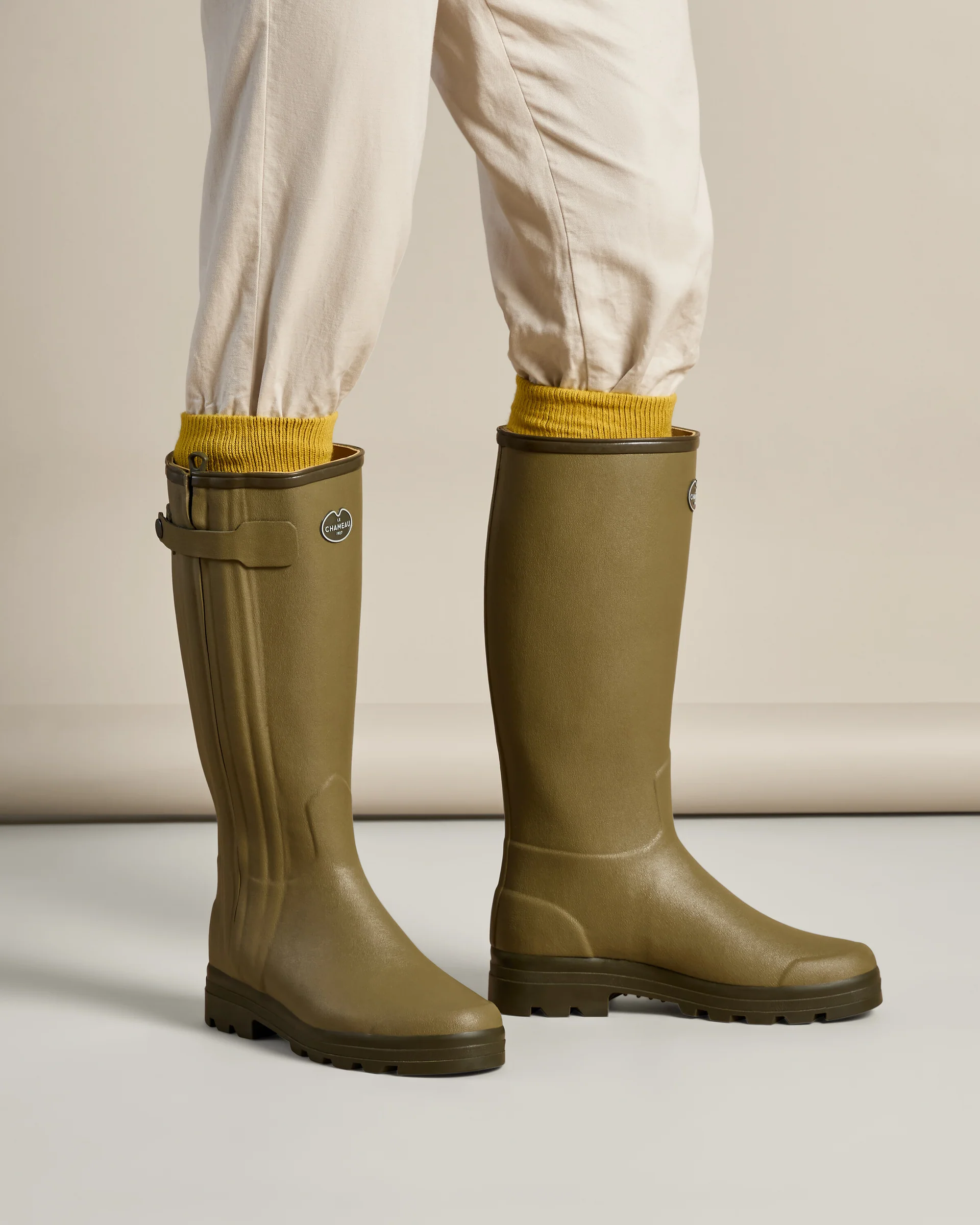 Le Chameau Men's Chasseur Cuir Leather Lined Boots Vert Vierzon
