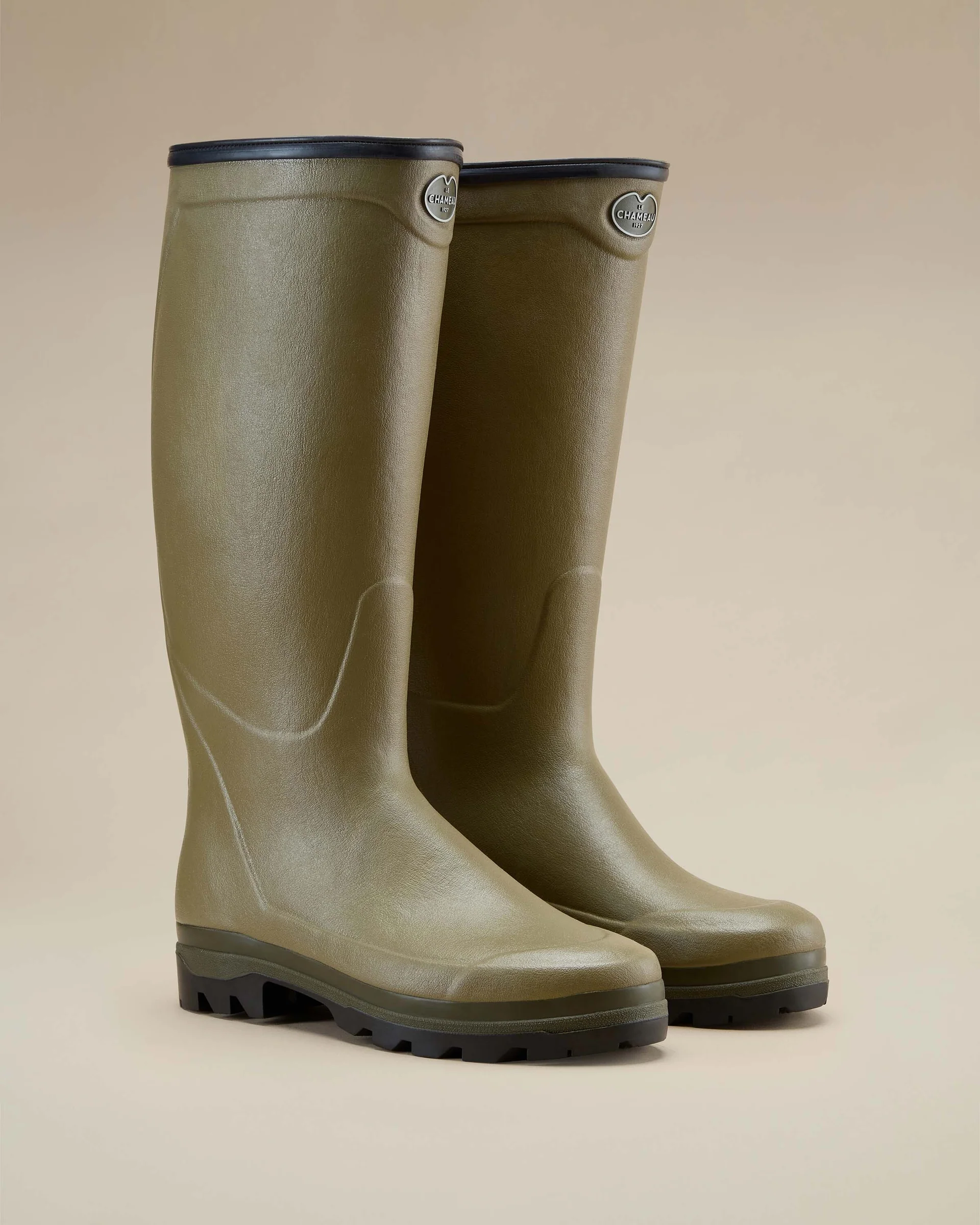 Le Chameau Men's Chasseur Cuir Leather Lined Boots Vert Vierzon