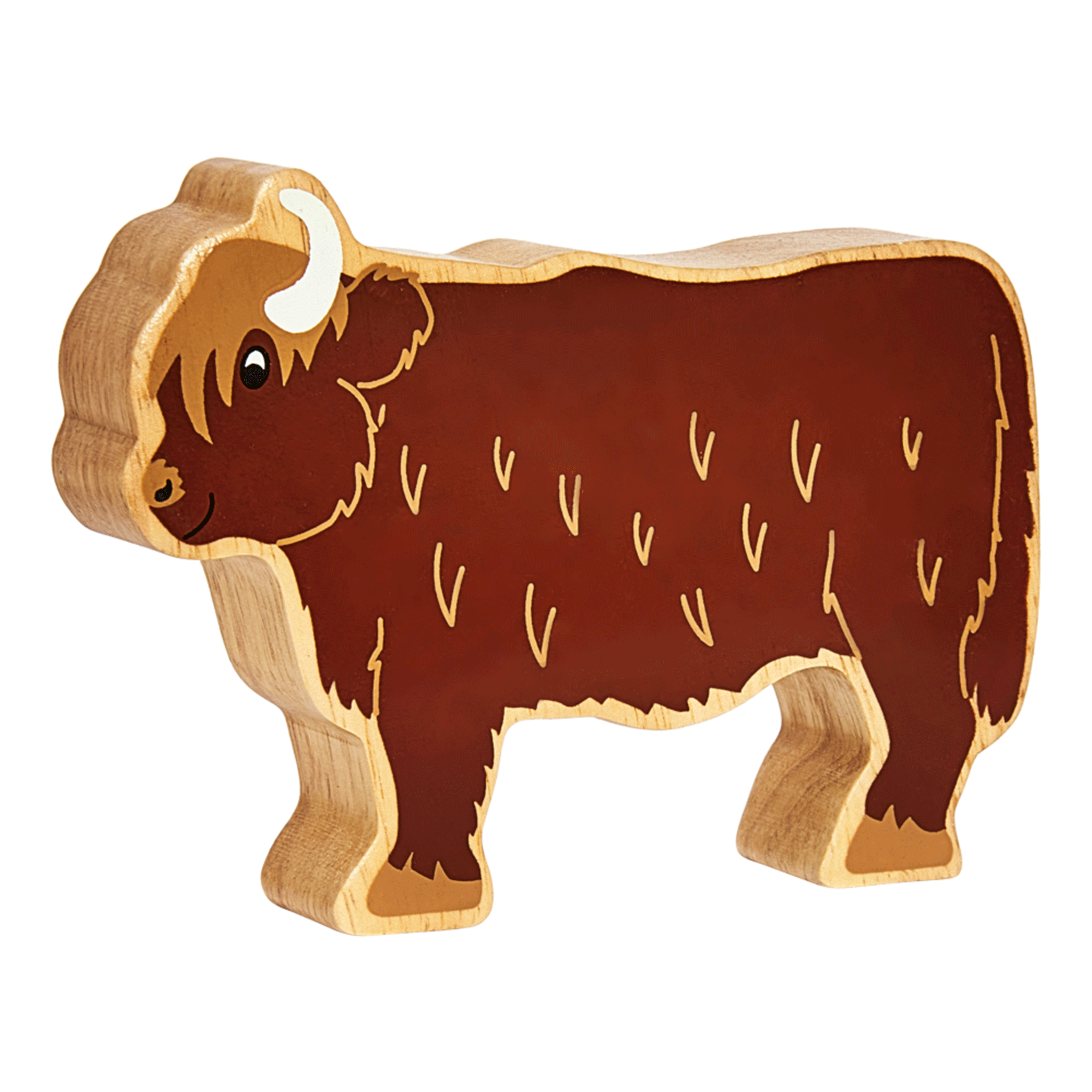 Lanka Kade Wooden Highland Cow Toy Brown