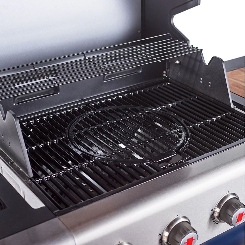 Outback Jupiter Blue 4 Burner Hybrid BBQ with Chopping Board 3