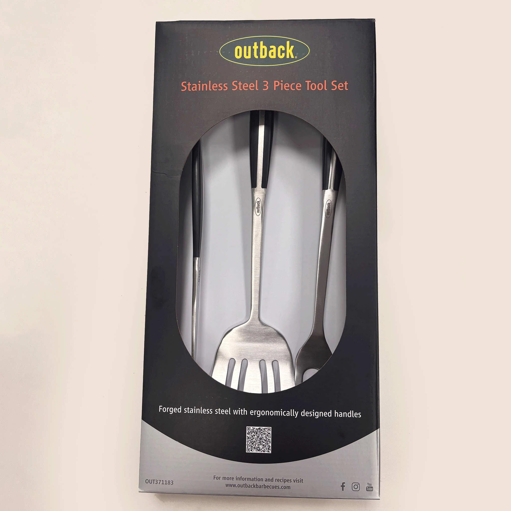 Outback Stainless Steel 3 Piece BBQ Tool Set