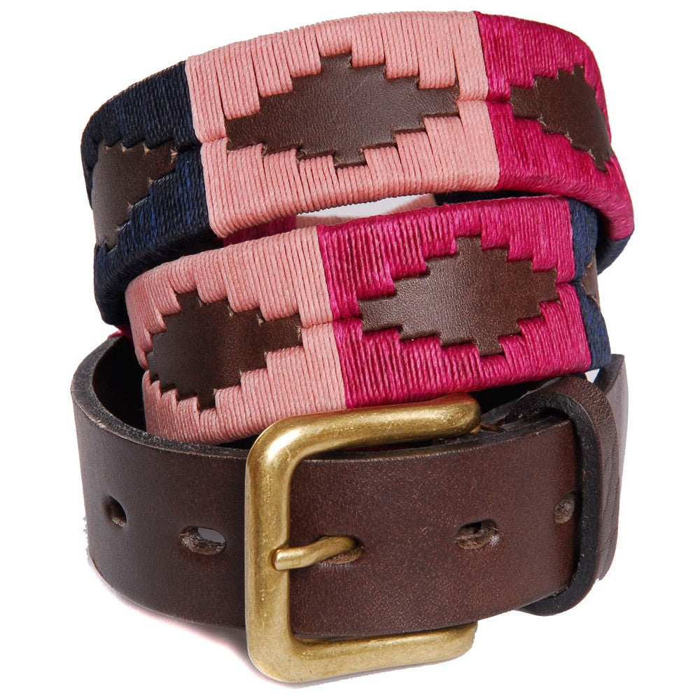 Pioneros Polo Belt - Berry, Navy &amp; Pink 1