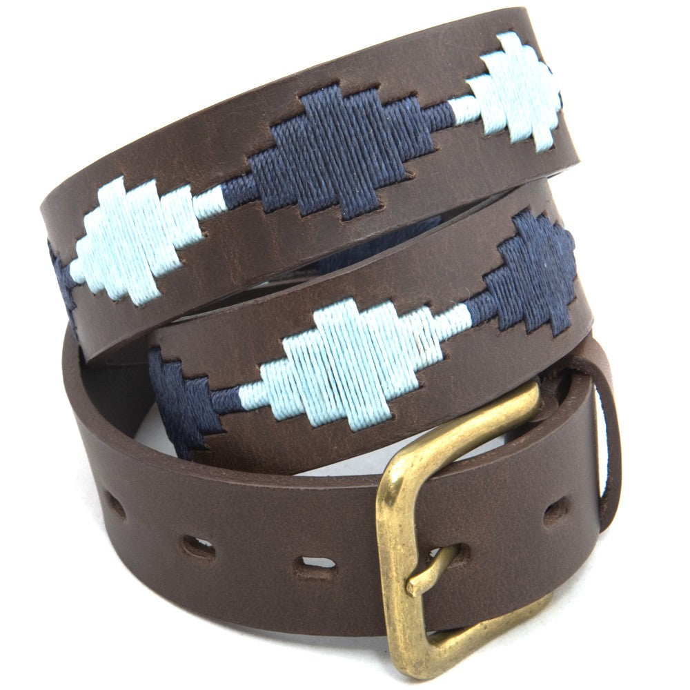 Pioneros Polo Belt - Pampas Cross, Navy &amp; Pale Blue 1