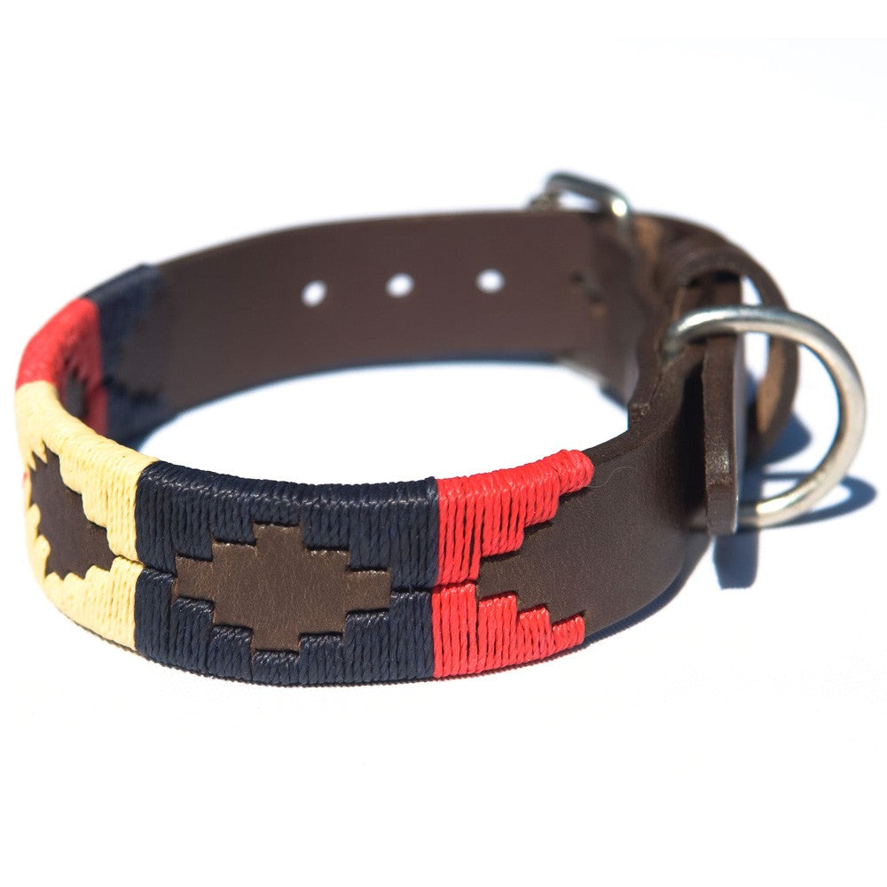 Pioneros Polo Dog Collar - Navy, Cream &amp; Red 1