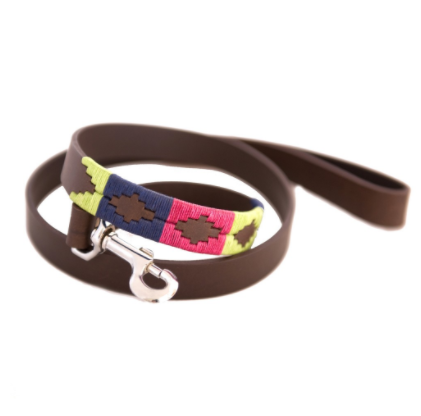 Pioneros Polo Dog Lead - Berry, Navy &amp; Green 1
