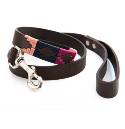 Pioneros Polo Dog Lead - Berry, Navy &amp; Pink 1