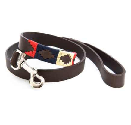 Pioneros Polo Dog Lead - Navy, Cream &amp; Red 1