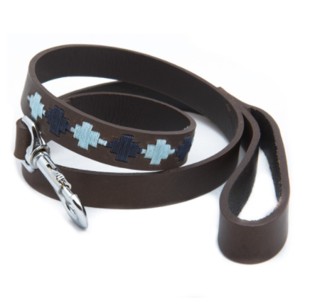 Pioneros Polo Dog Lead - Pampas Corss Navy &amp; Blue 1