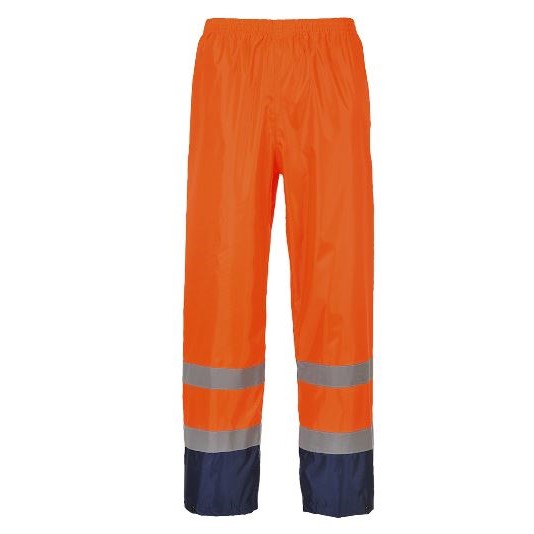 Portwest H444 Hi-Vis Contrast Classic Rain Trousers Orange-Navy 1