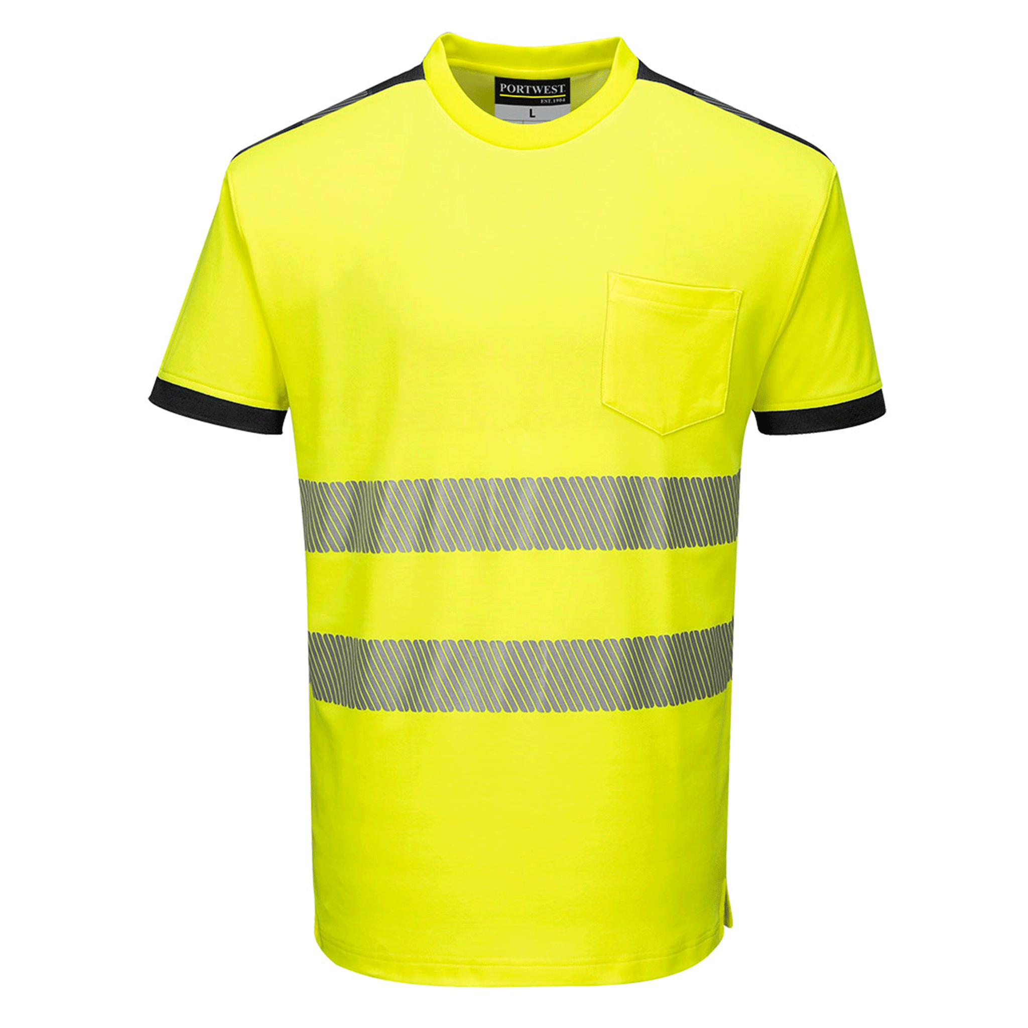 Portwest T181 PW3 Hi-Vis Cotton Comfort T-Shirt in Yellow & Black