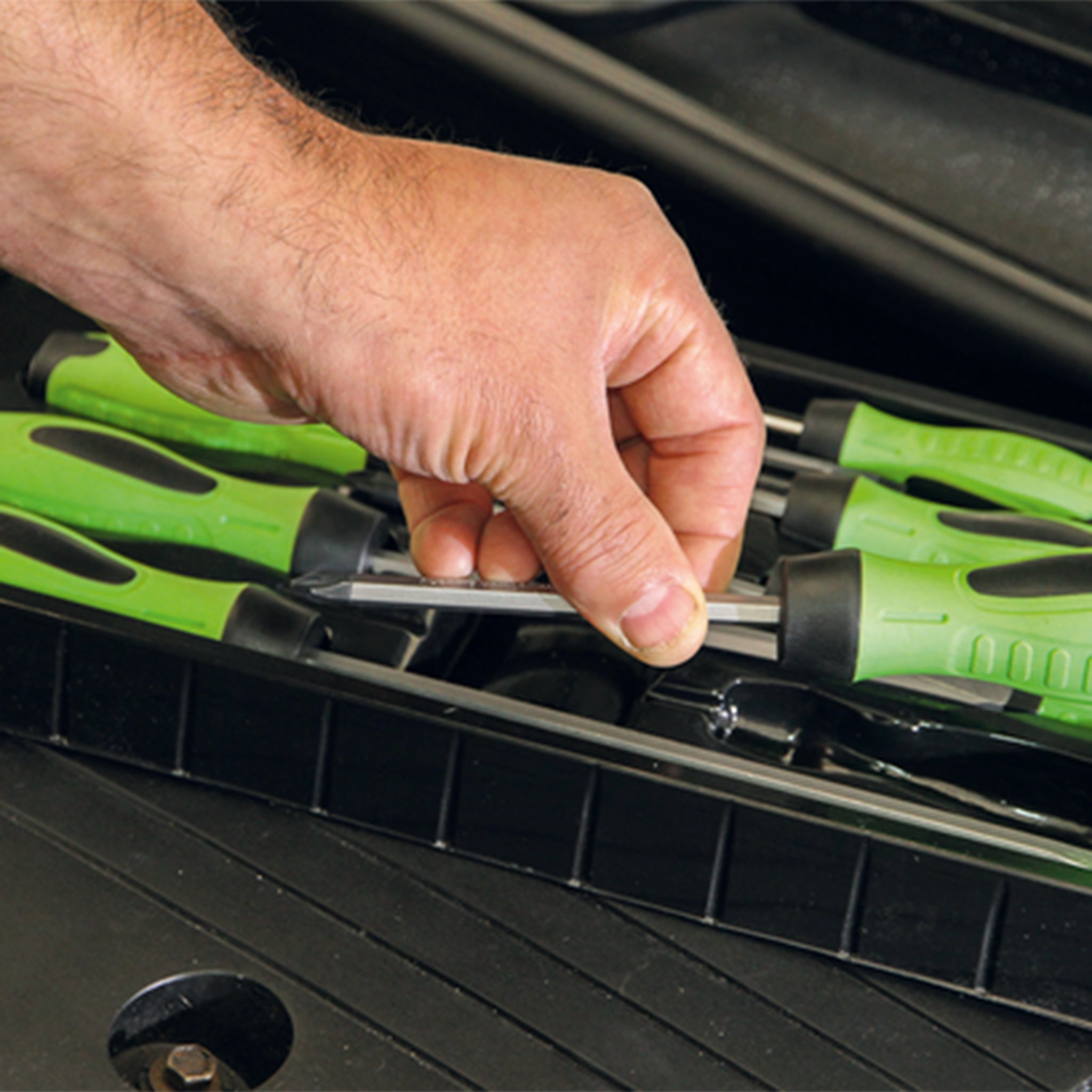 Premier HV002 Hammer-Thru Screwdriver Set 8pc Hi-Vis Green