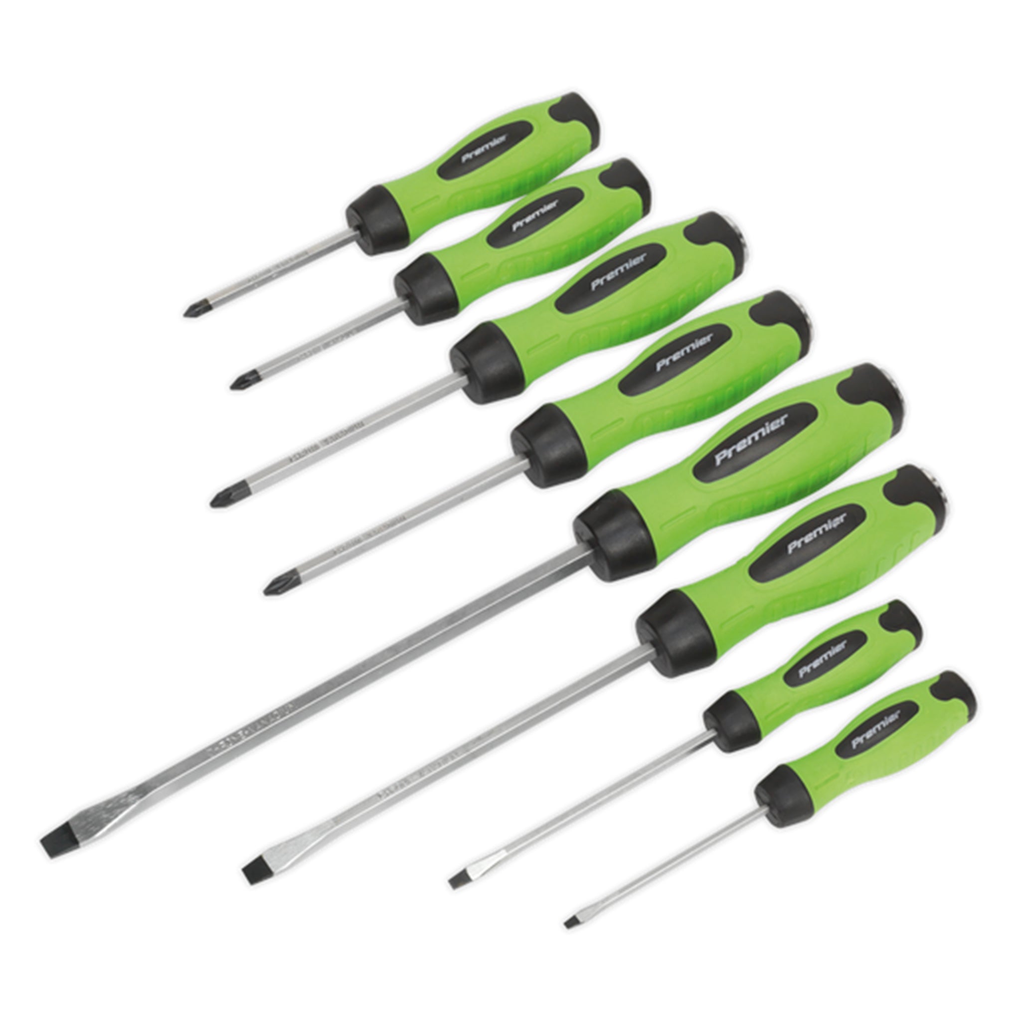 Premier HV002 Hammer-Thru Screwdriver Set 8pc Hi-Vis Green