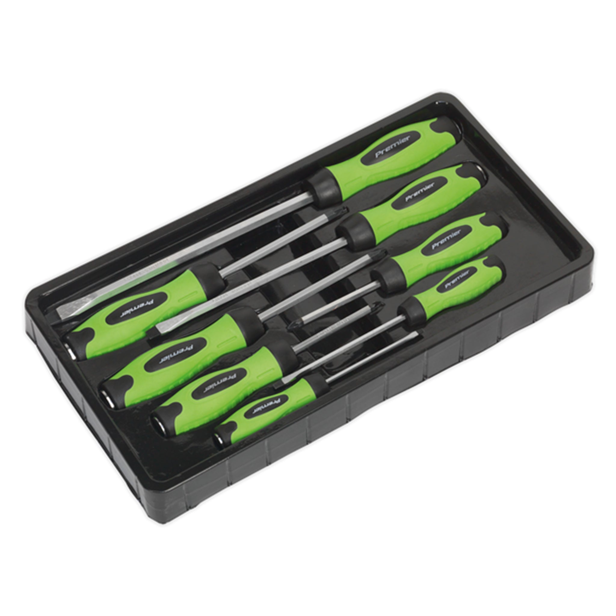 Premier HV002 Hammer-Thru Screwdriver Set 8pc Hi-Vis Green