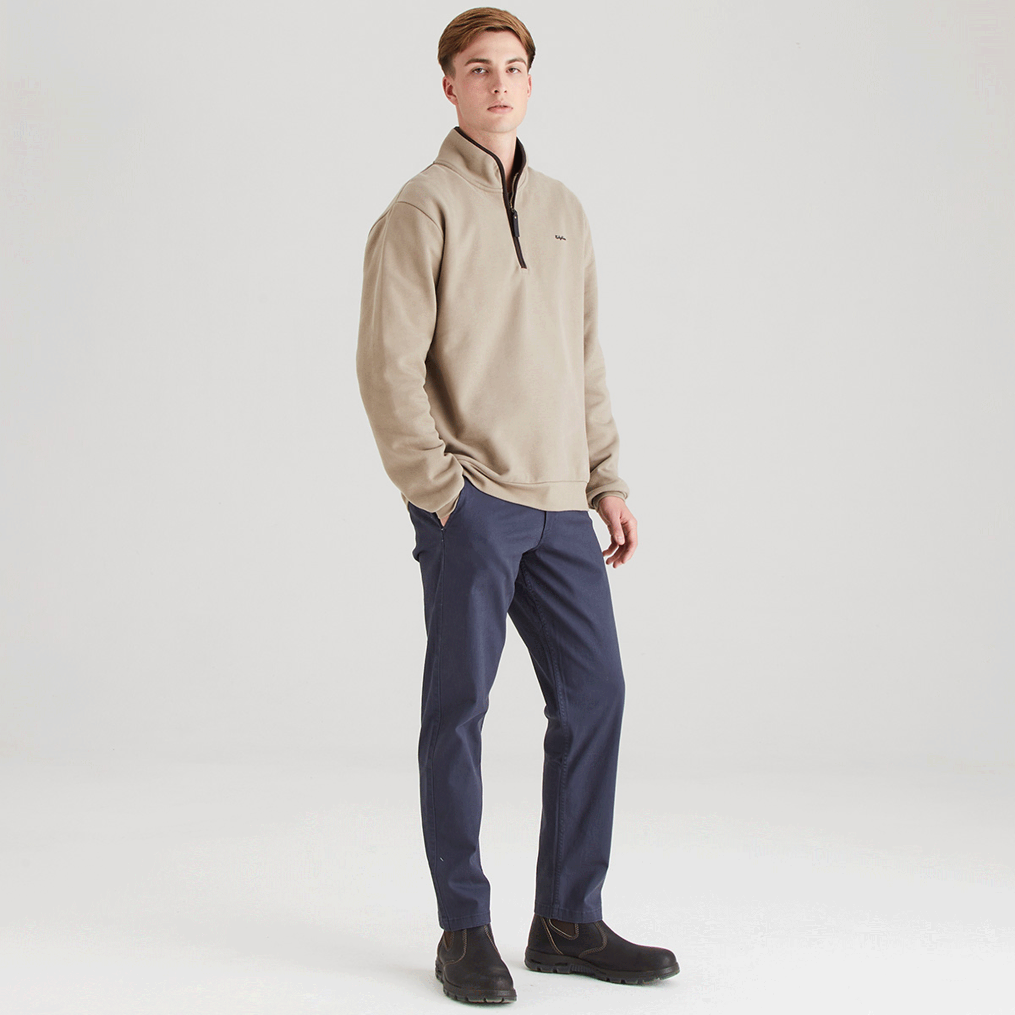 Ridgeline Men's Brancaster Quarter Zip Top Roasted Cashew