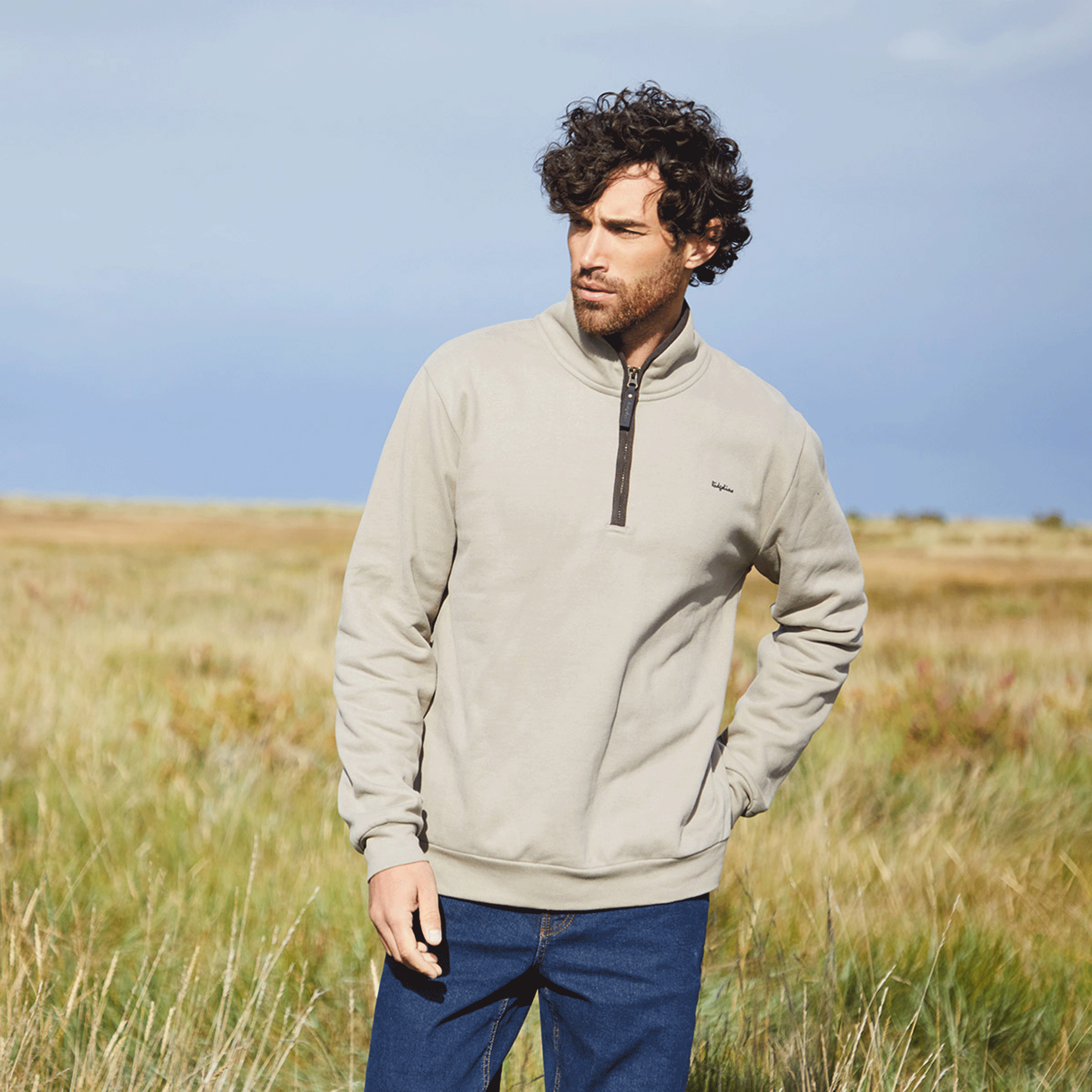 Ridgeline Men's Brancaster Quarter Zip Top Roasted Cashew