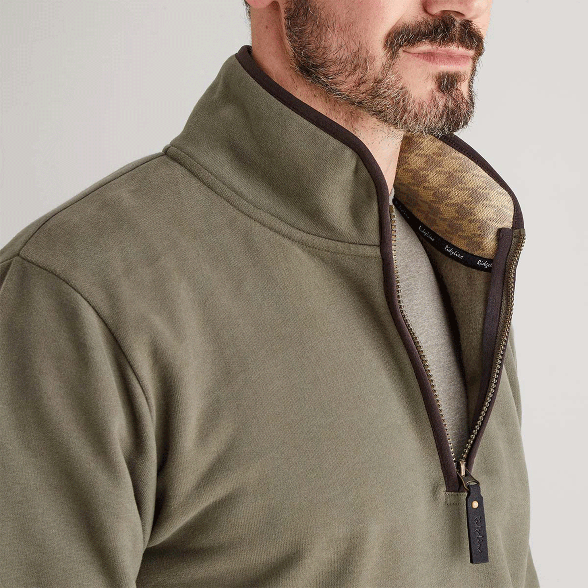 Ridgeline Men's Brancaster Quarter Zip Top Smokey Olive