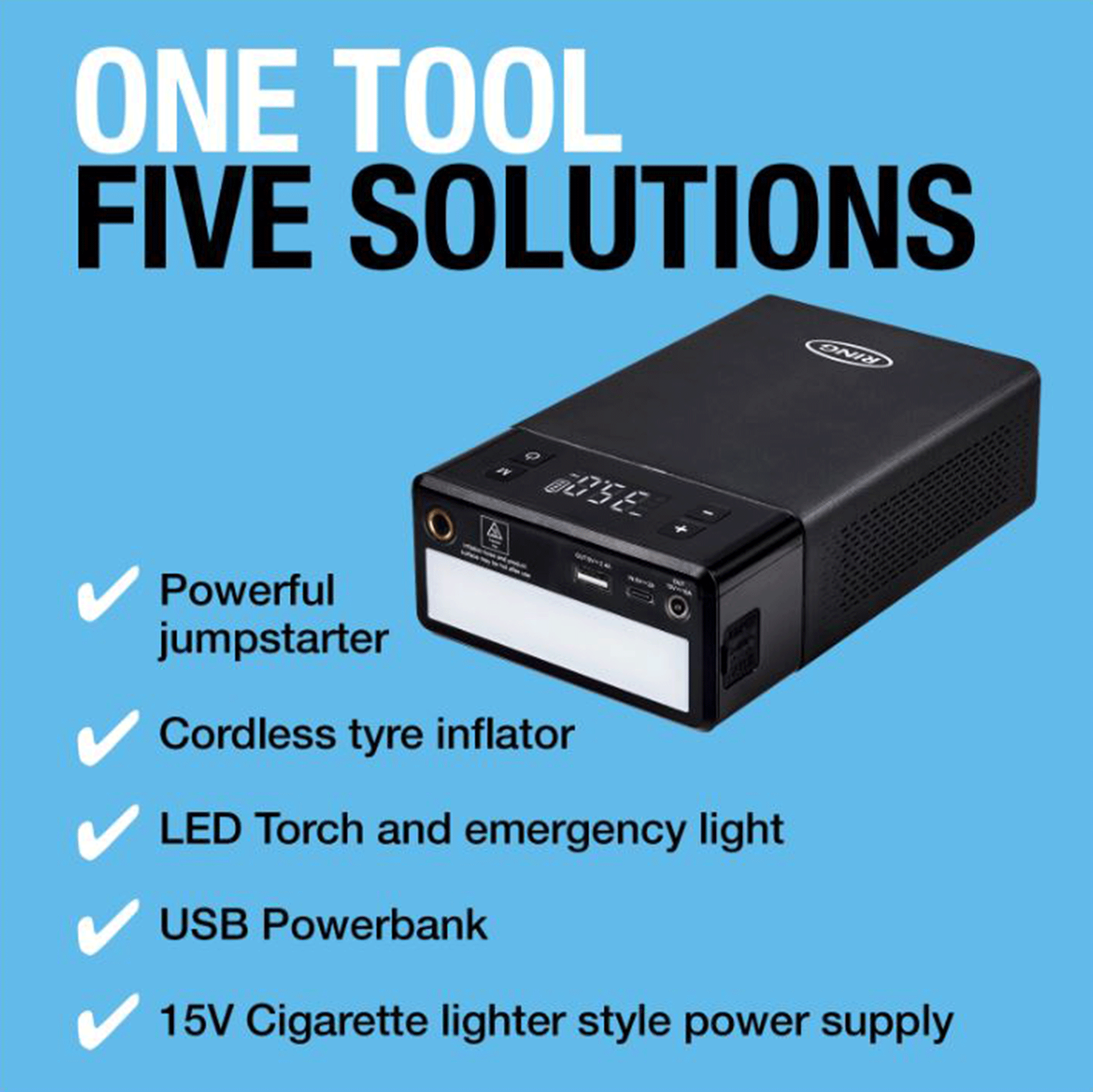 Ring Automotive Jumpstart 5-in-1 Tyre Inflator & Jump Starter