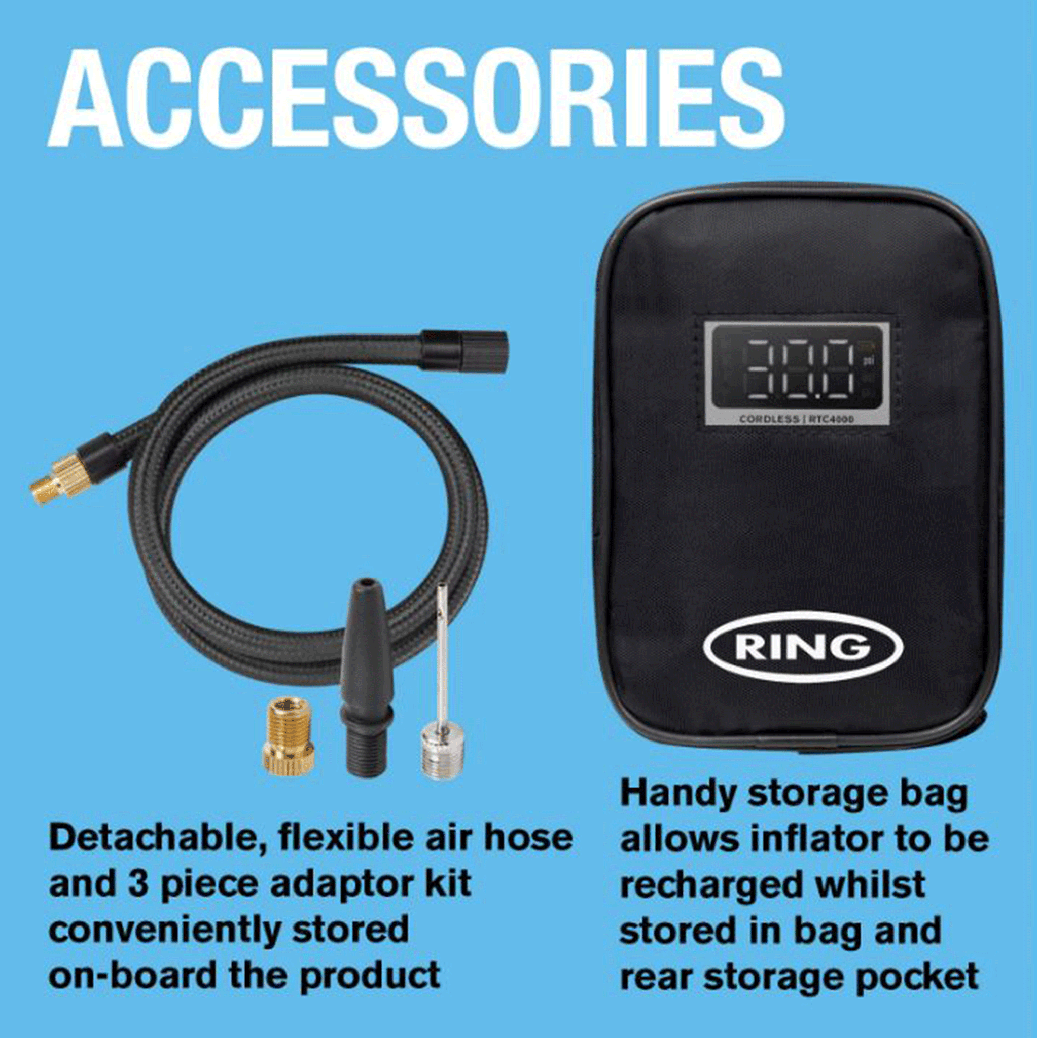 Ring Automotive Cordless Digital Rechargeable Tyre Inflator