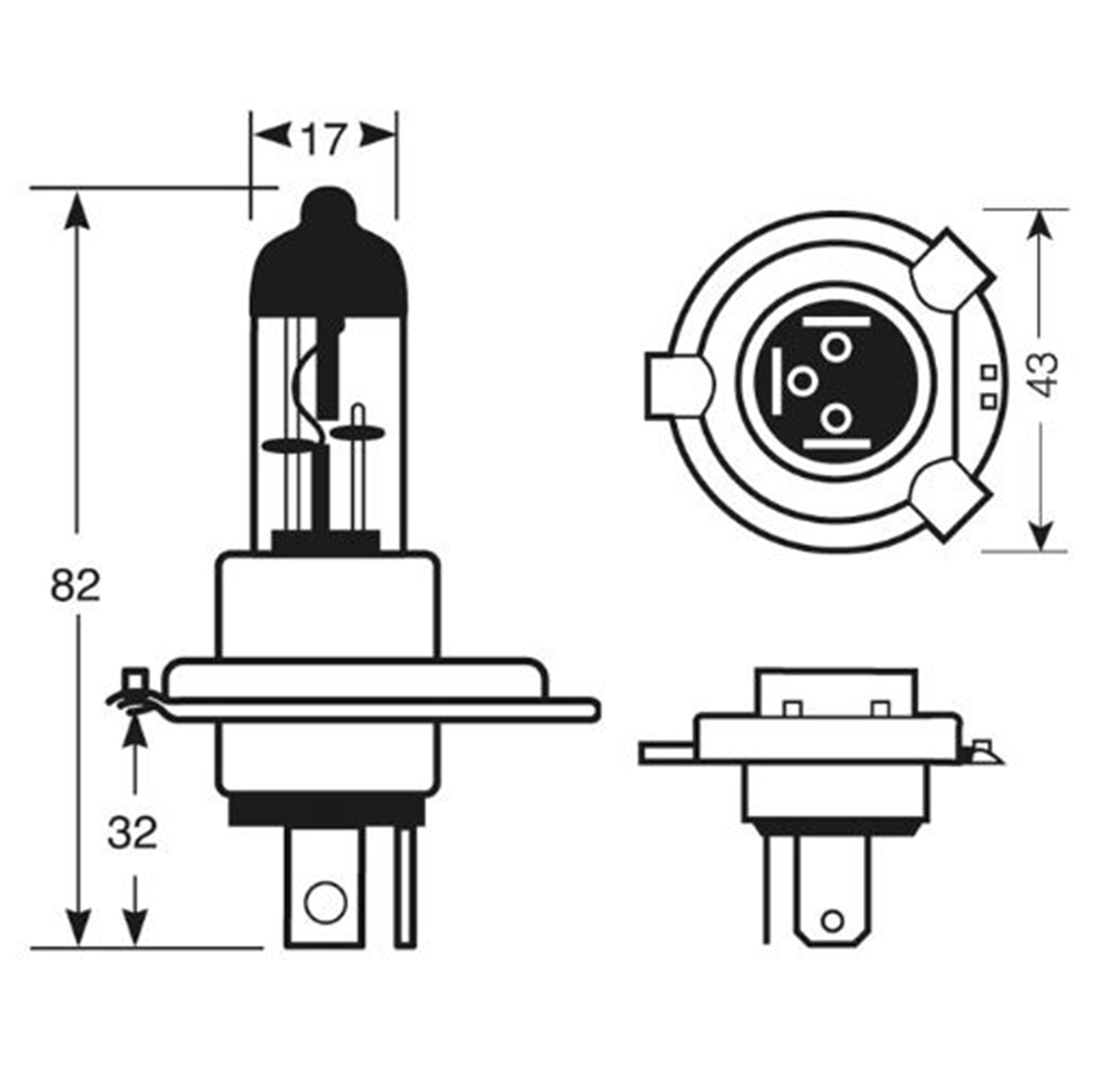 Ring Automotive H4 Xenon200 Brighter Headlamp Bulbs 12V 2 Pack
