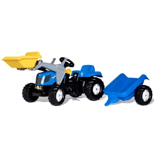Rolly New Holland TVT 190 Pedal Tractor with Front Loader & Trailer 1