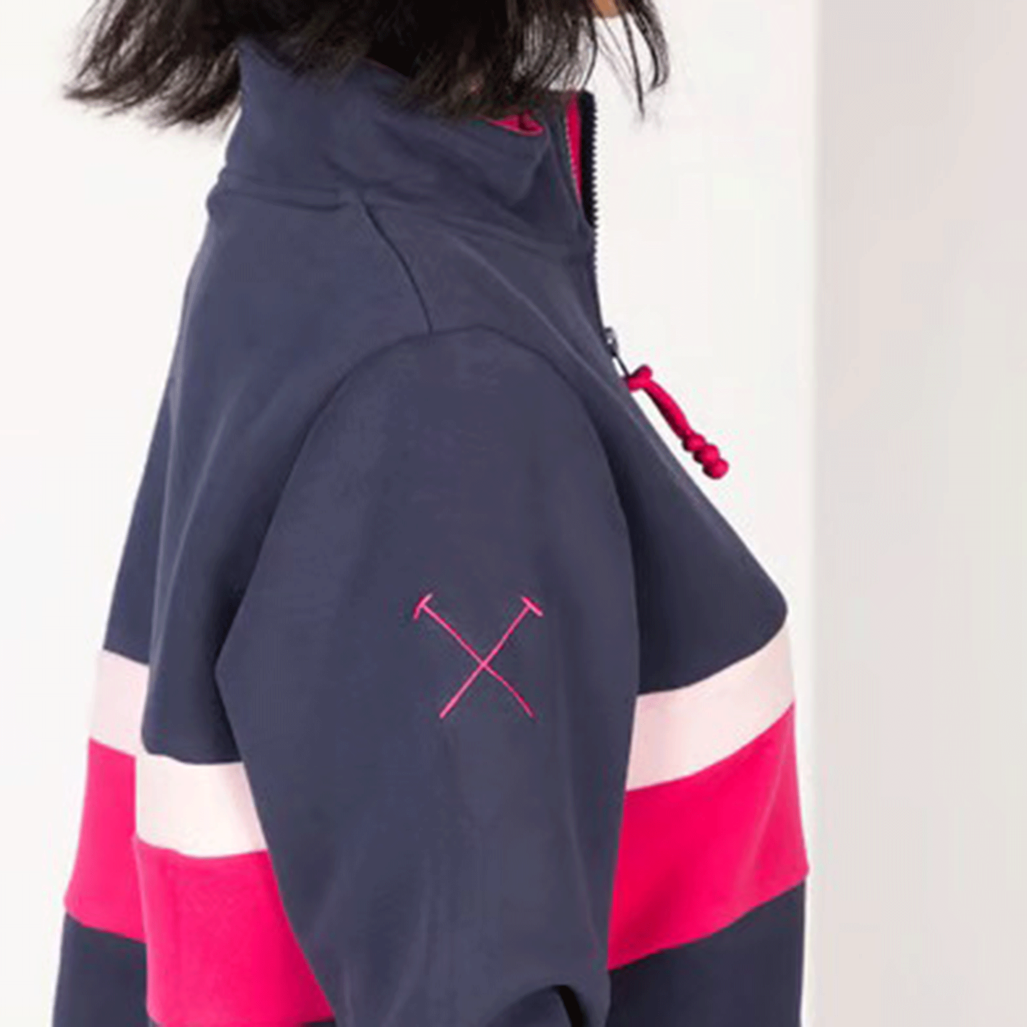 Rydale Bramham Ladies Quarter Zip Stripe Sweatshirt Navy-Bonbon