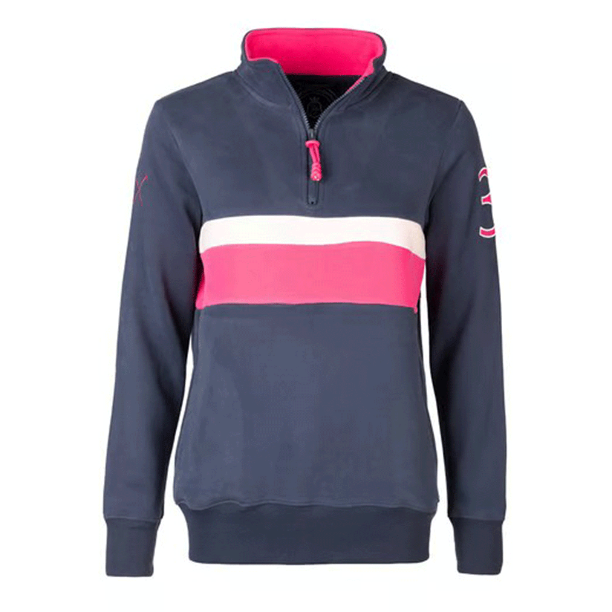 Rydale Bramham Ladies Quarter Zip Stripe Sweatshirt Navy-Bonbon