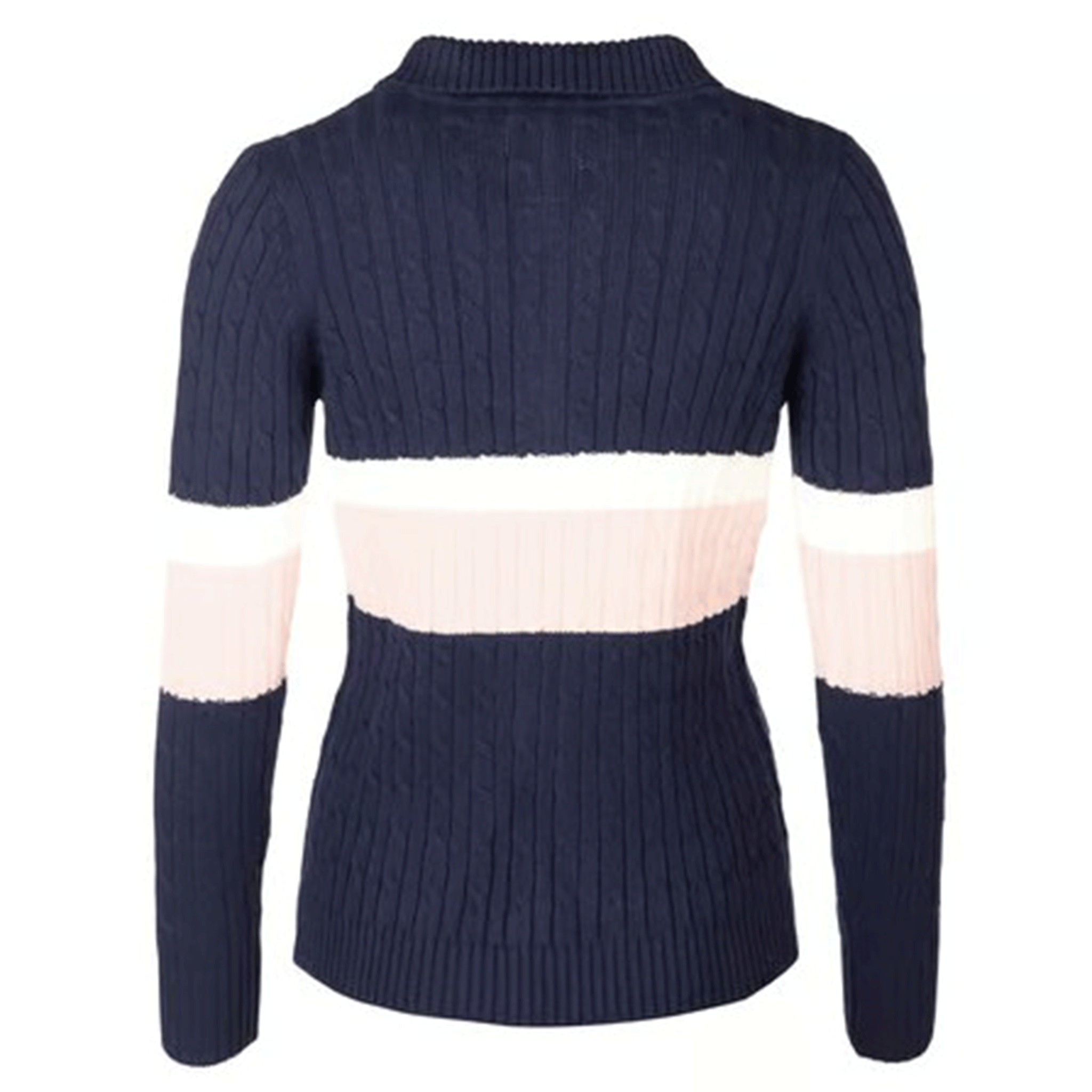 Rydale Bramham Ladies Striped Quarter Zip Jumper Navy