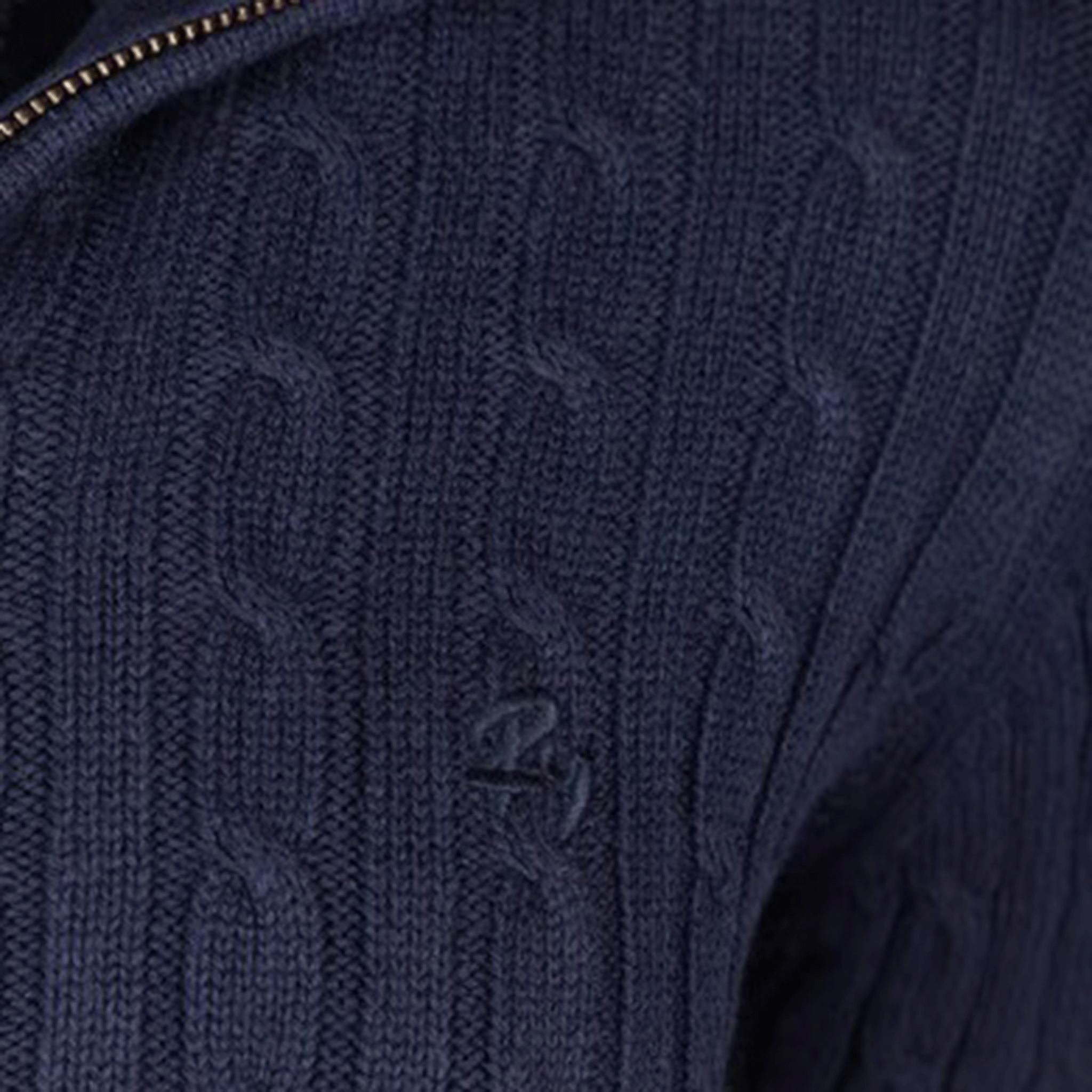 Rydale Bramham Ladies Striped Quarter Zip Jumper Navy