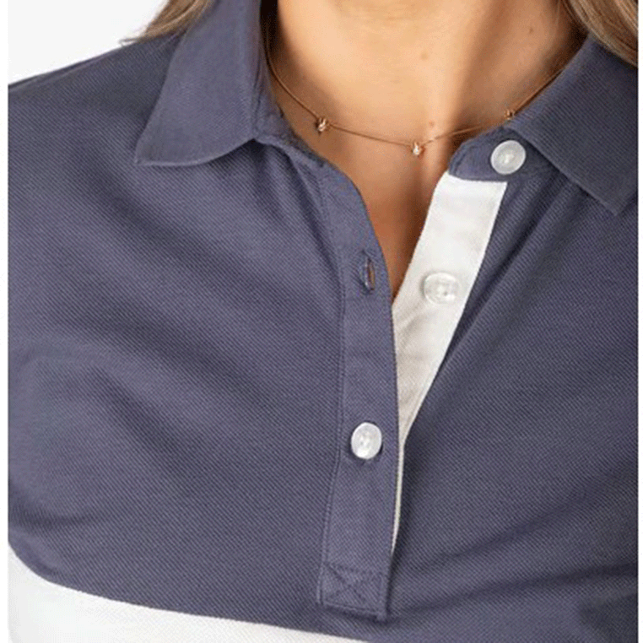 Rydale Byland Ladies Polo Shirt Cow Denim-White-Sorbet