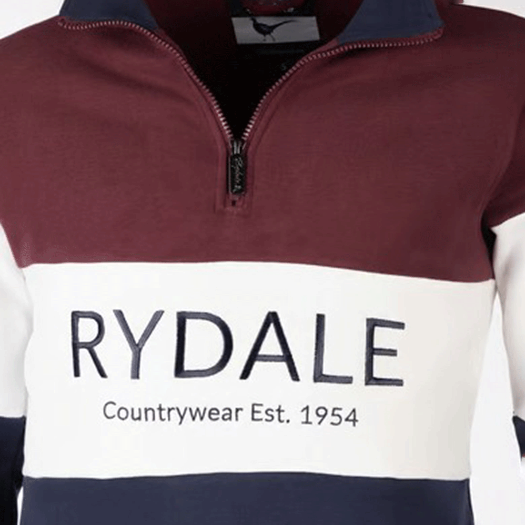 Rydale Byland Men's Quarter Zip Sweatshirt Navy-White-Wine