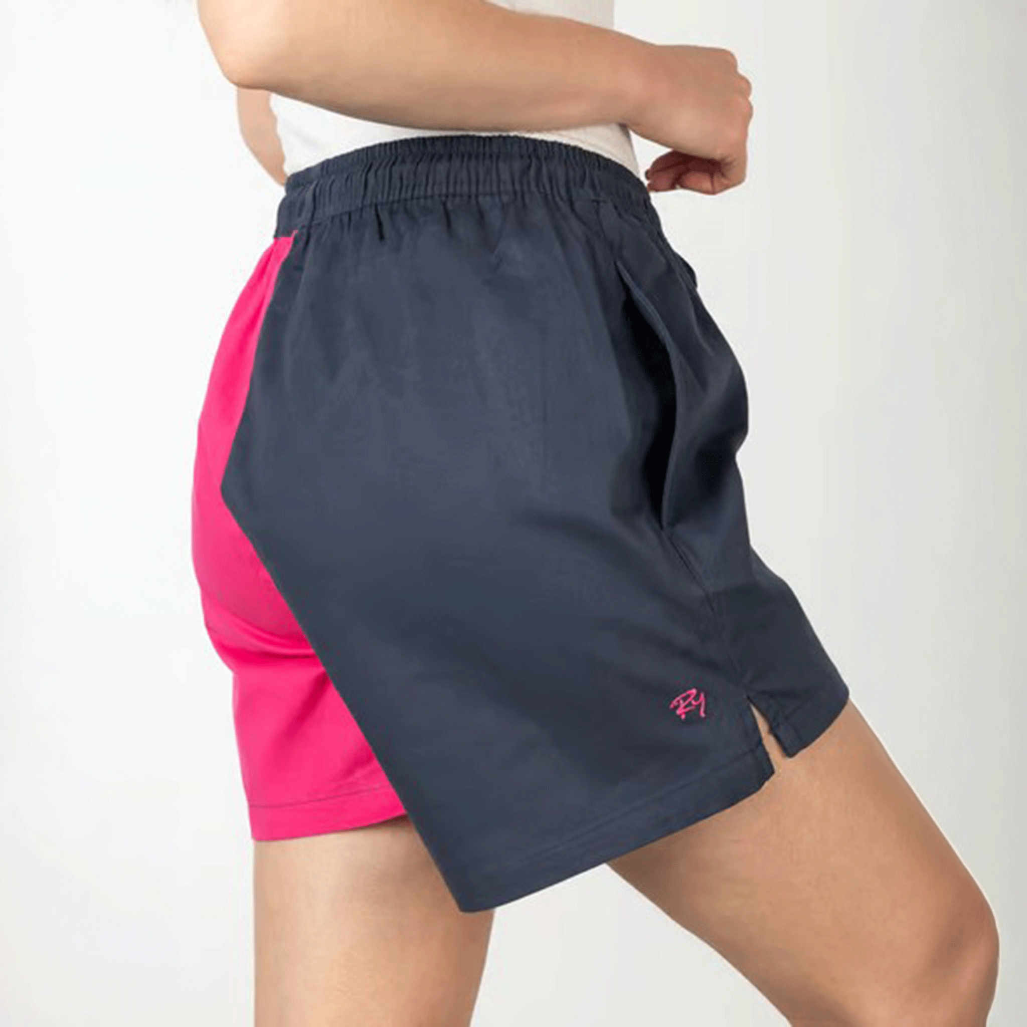 Rydale Kirby Ladies Quartered Cotton Rugby Shorts Navy-Bonbon