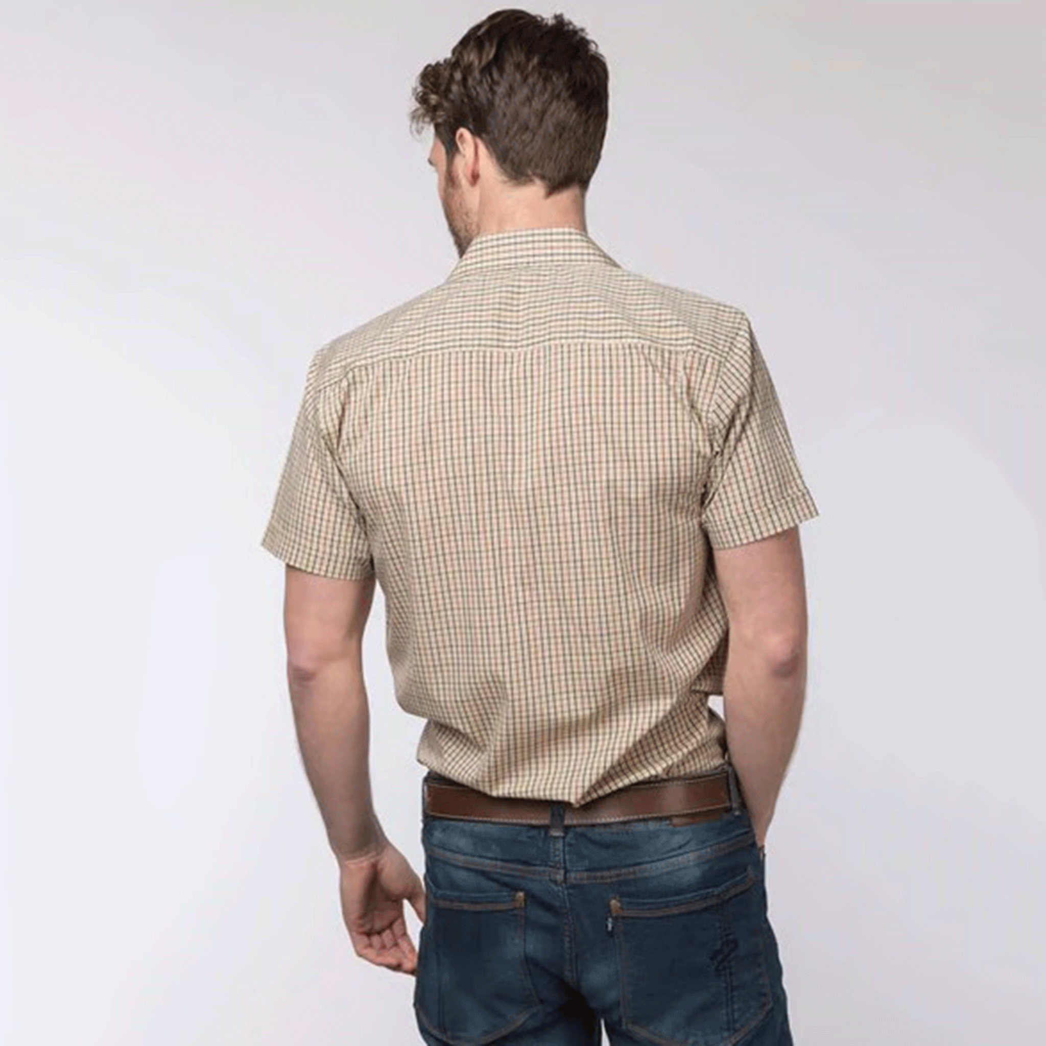 Rydale Men's Short Sleeved Check Shirt Poacher Beige